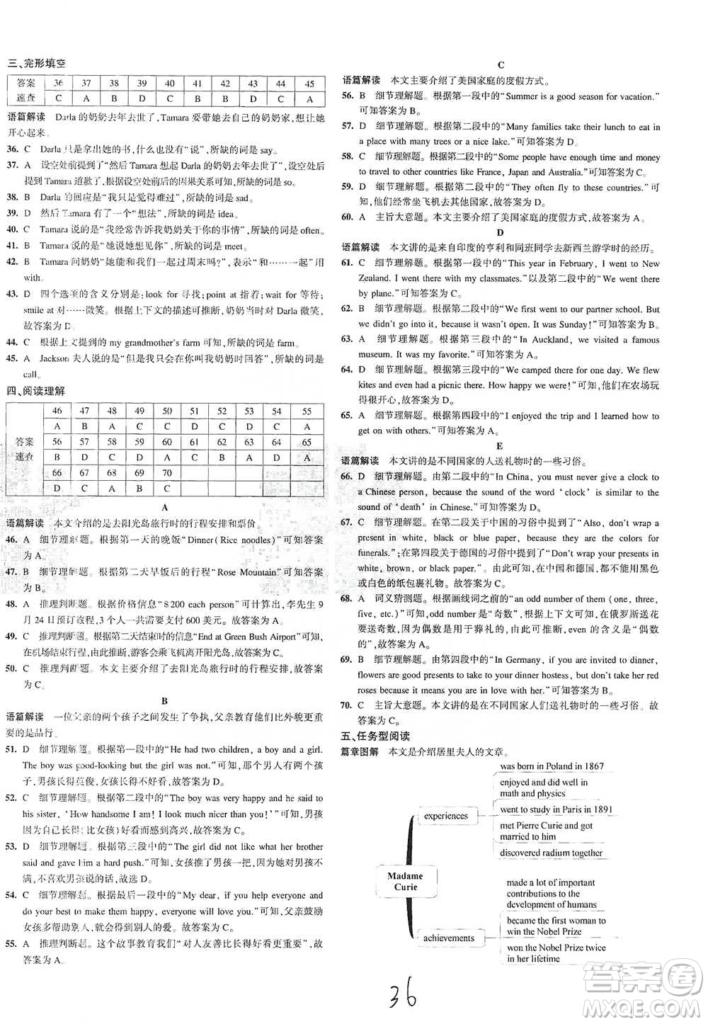 首都師范大學(xué)出版社2021年5年中考3年模擬初中試卷英語(yǔ)七年級(jí)下冊(cè)外研版參考答案