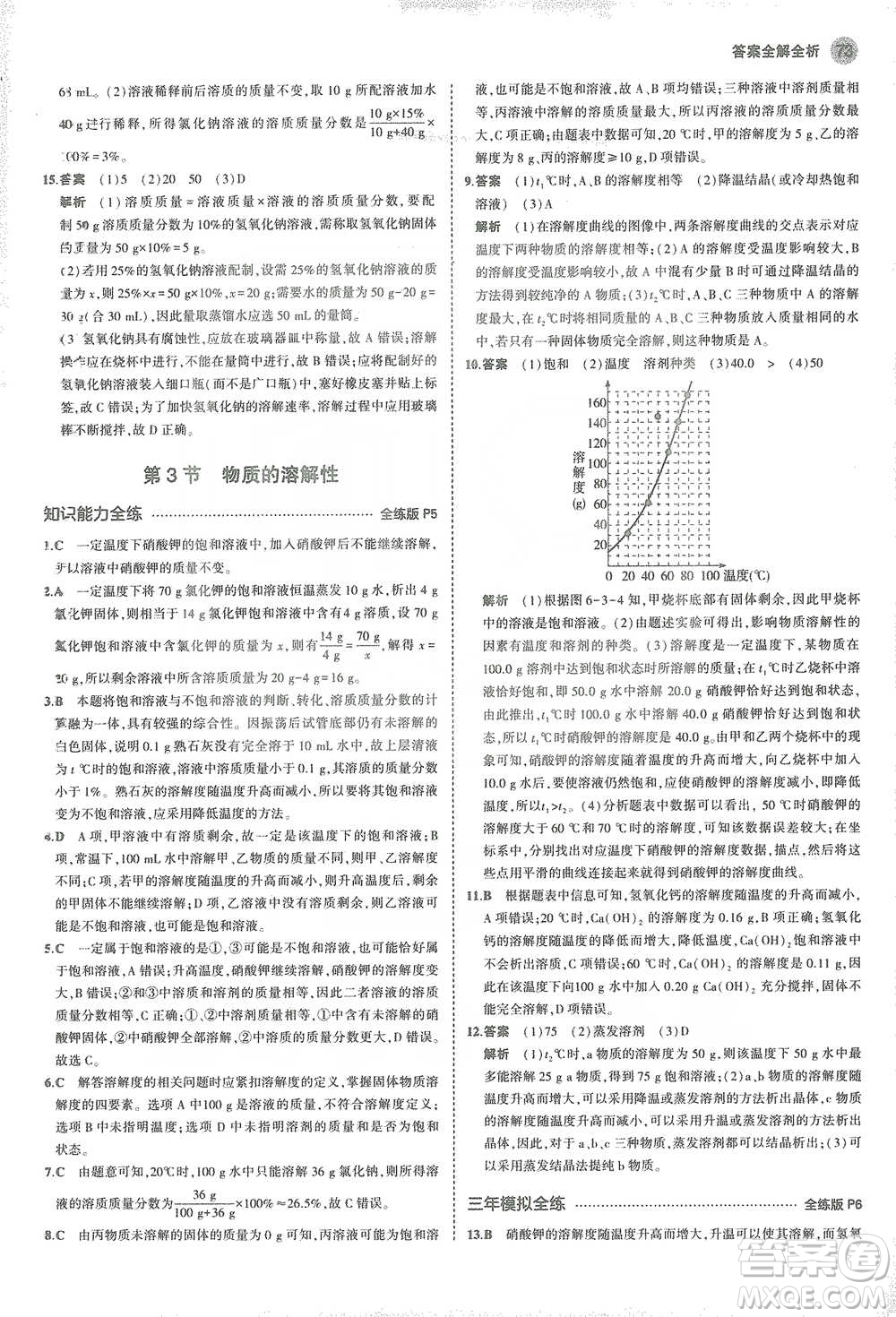 教育科學(xué)出版社2021年5年中考3年模擬初中化學(xué)九年級下冊滬教版參考答案