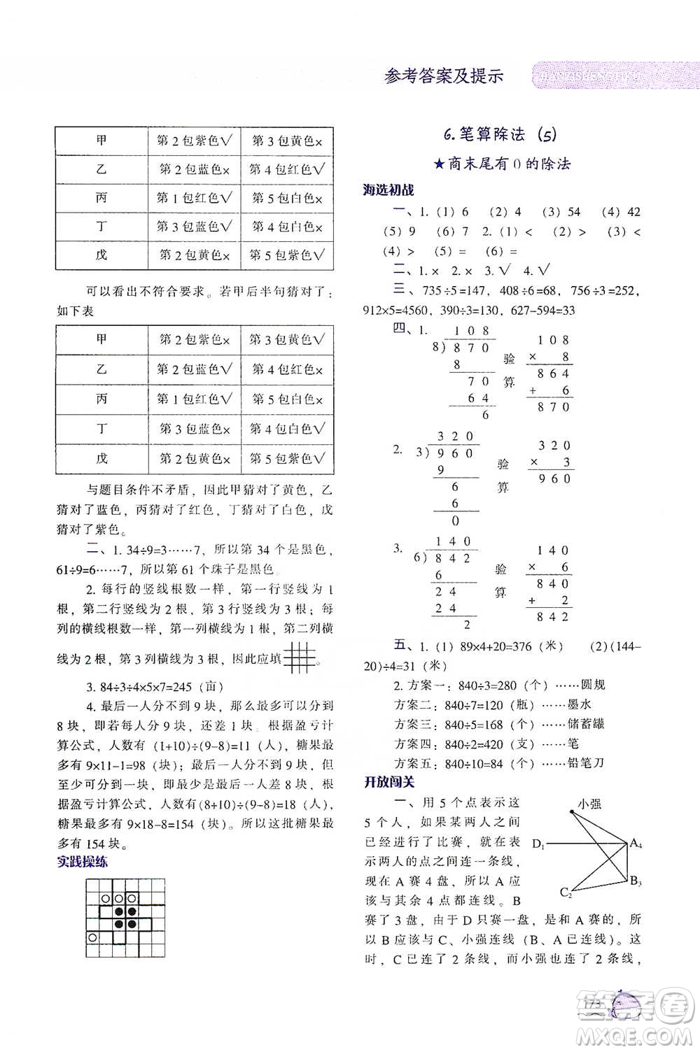 遼寧教育出版社2021尖子生題庫(kù)數(shù)學(xué)三年級(jí)下冊(cè)人教版參考答案