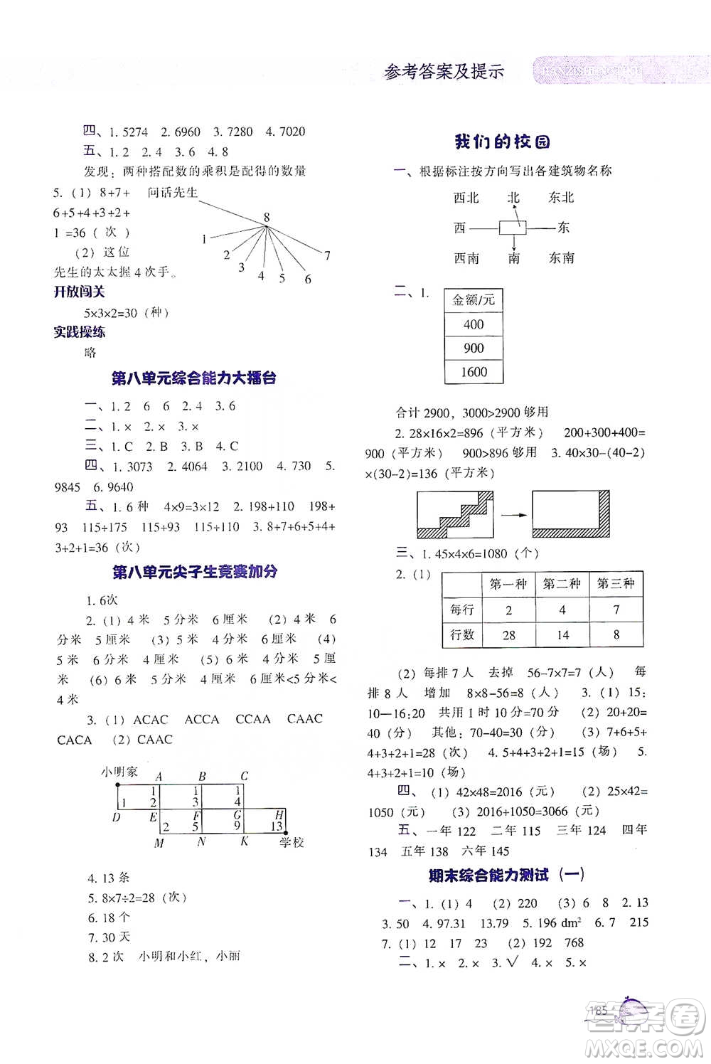 遼寧教育出版社2021尖子生題庫(kù)數(shù)學(xué)三年級(jí)下冊(cè)人教版參考答案