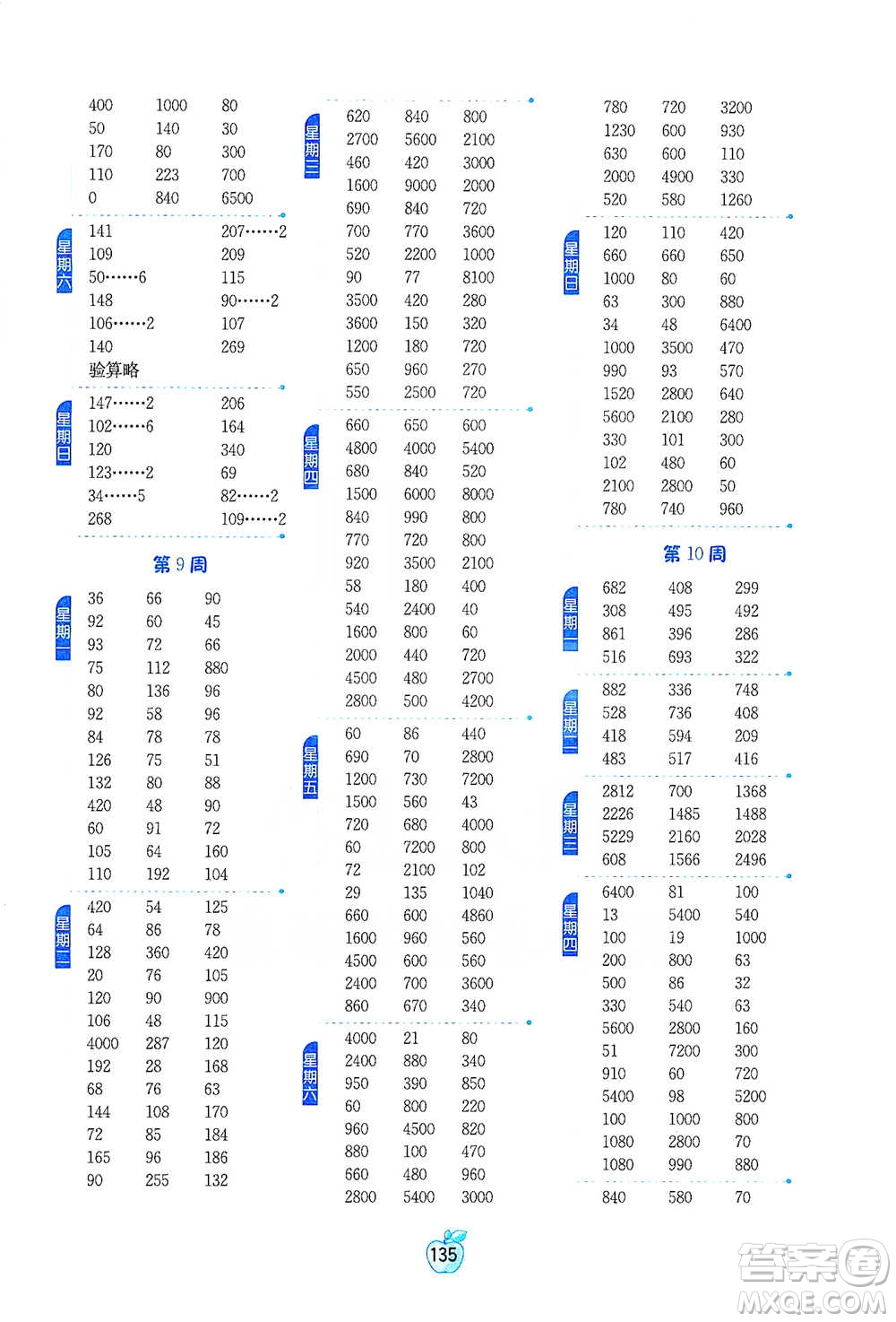 江蘇人民出版社2021小學(xué)數(shù)學(xué)計算高手三年級下冊人教版參考答案