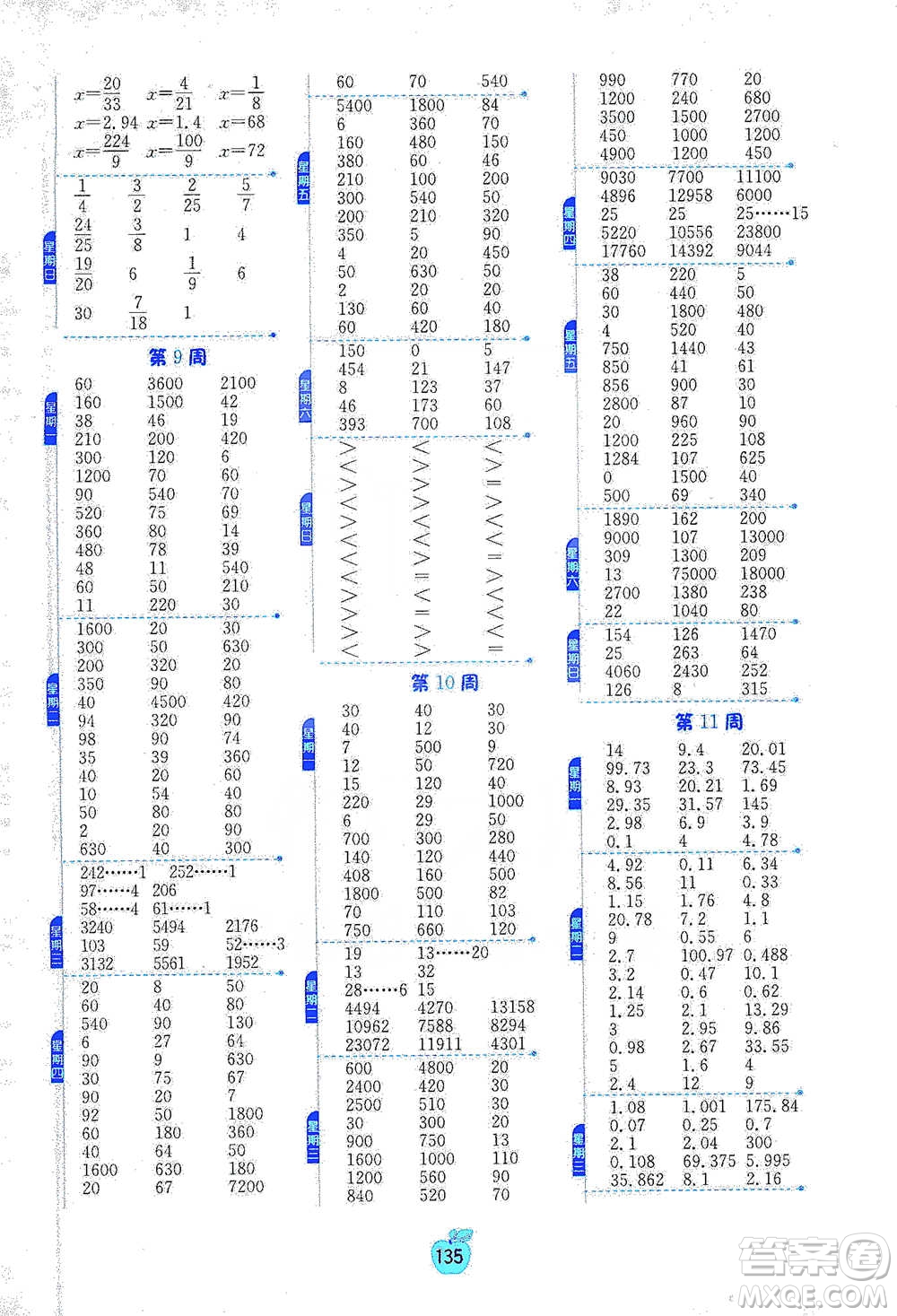 江蘇人民出版社2021小學(xué)數(shù)學(xué)計(jì)算高手六年級下冊北師大版參考答案