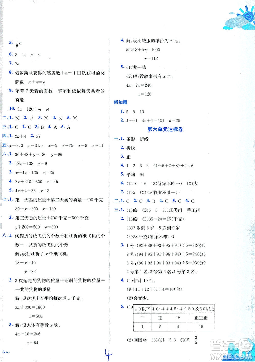 龍門書局2021黃岡小狀元達標卷四年級數(shù)學下BS北師版答案