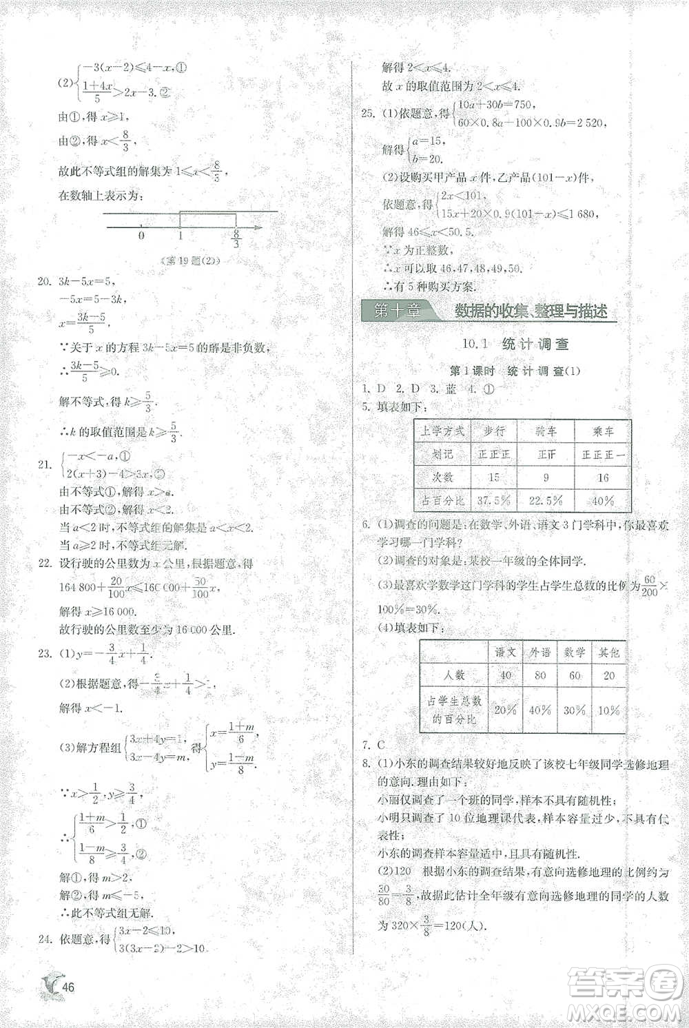 江蘇人民出版社2021實驗班提優(yōu)訓(xùn)練七年級下冊數(shù)學(xué)人教版參考答案