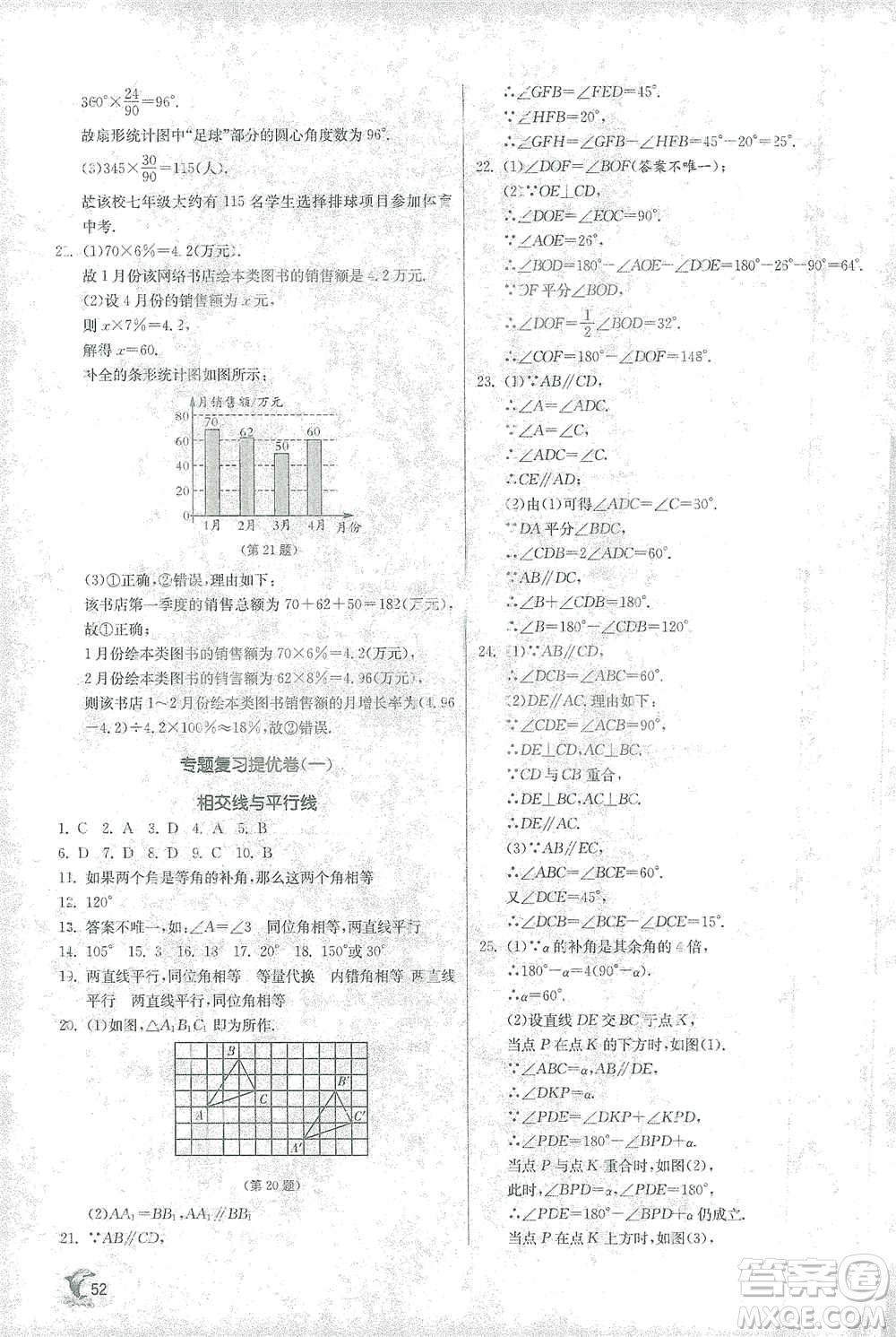 江蘇人民出版社2021實驗班提優(yōu)訓(xùn)練七年級下冊數(shù)學(xué)人教版參考答案