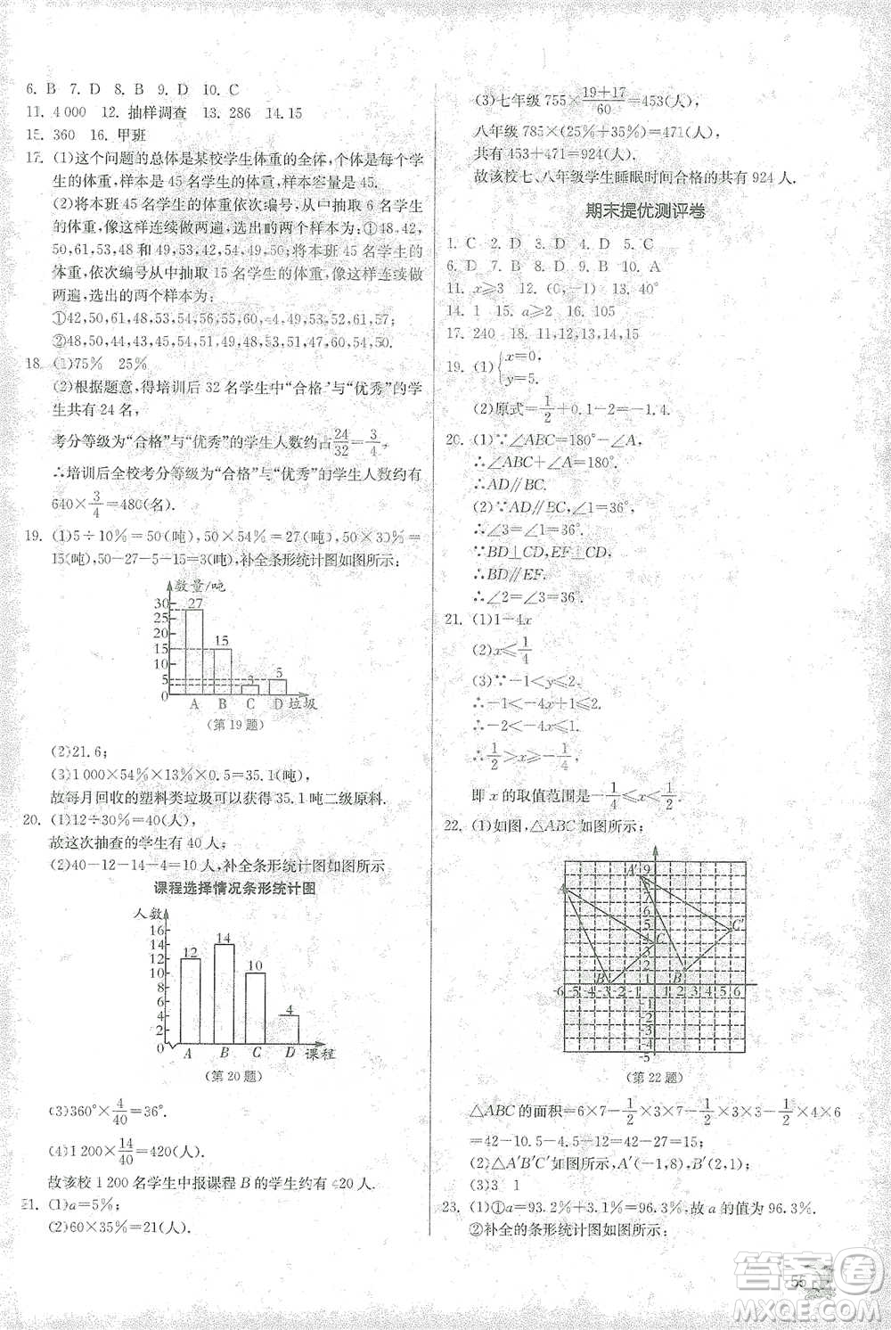 江蘇人民出版社2021實驗班提優(yōu)訓(xùn)練七年級下冊數(shù)學(xué)人教版參考答案
