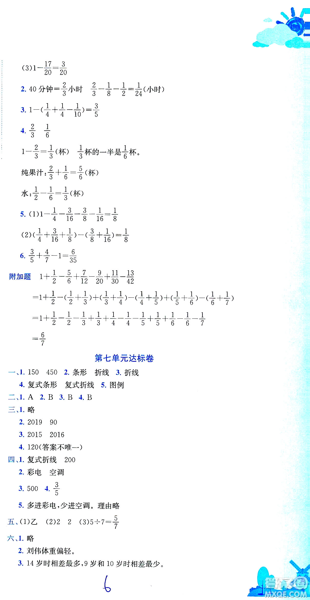 龍門書局2021黃岡小狀元達標卷五年級數(shù)學(xué)下R人教版答案