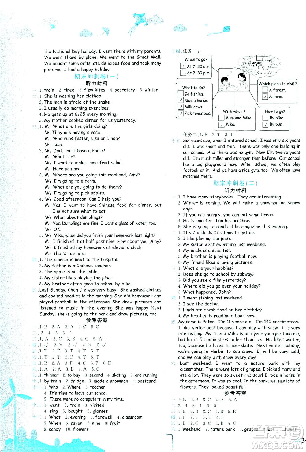 龍門(mén)書(shū)局2021黃岡小狀元達(dá)標(biāo)卷六年級(jí)英語(yǔ)下RP人教版答案