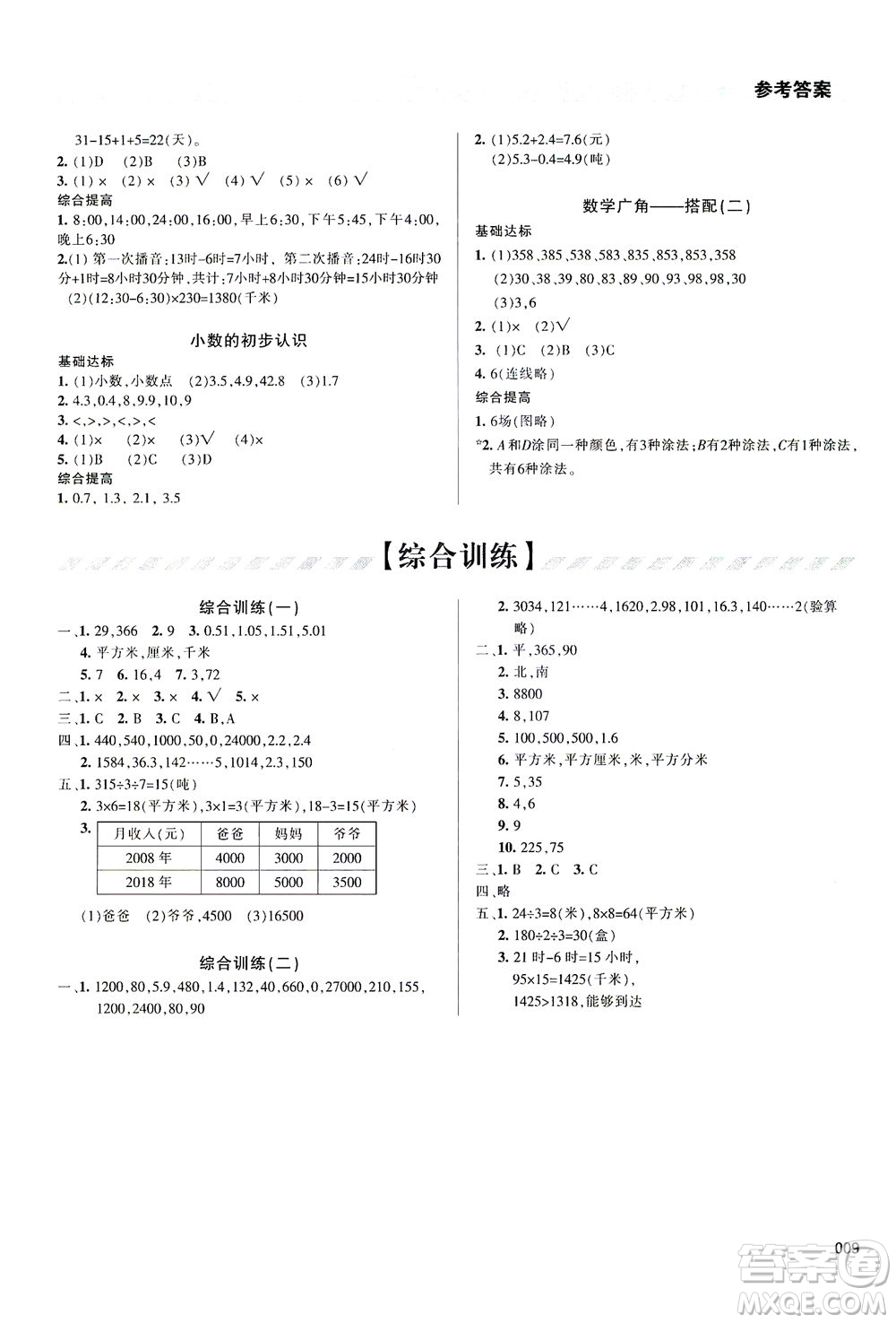 天津教育出版社2021學(xué)習(xí)質(zhì)量監(jiān)測(cè)數(shù)學(xué)三年級(jí)下冊(cè)人教版答案