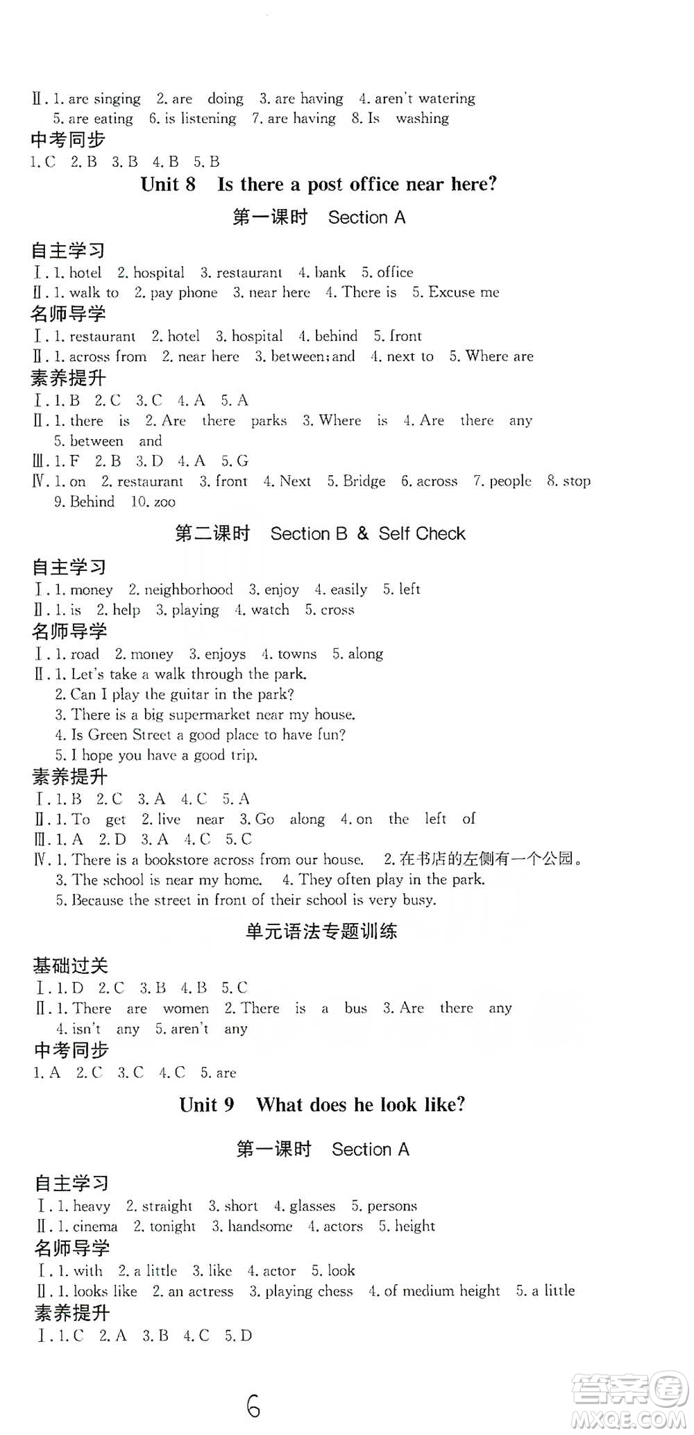 陜西人民出版社2021實(shí)驗(yàn)教材新學(xué)案英語(yǔ)七年級(jí)下冊(cè)人教版參考答案