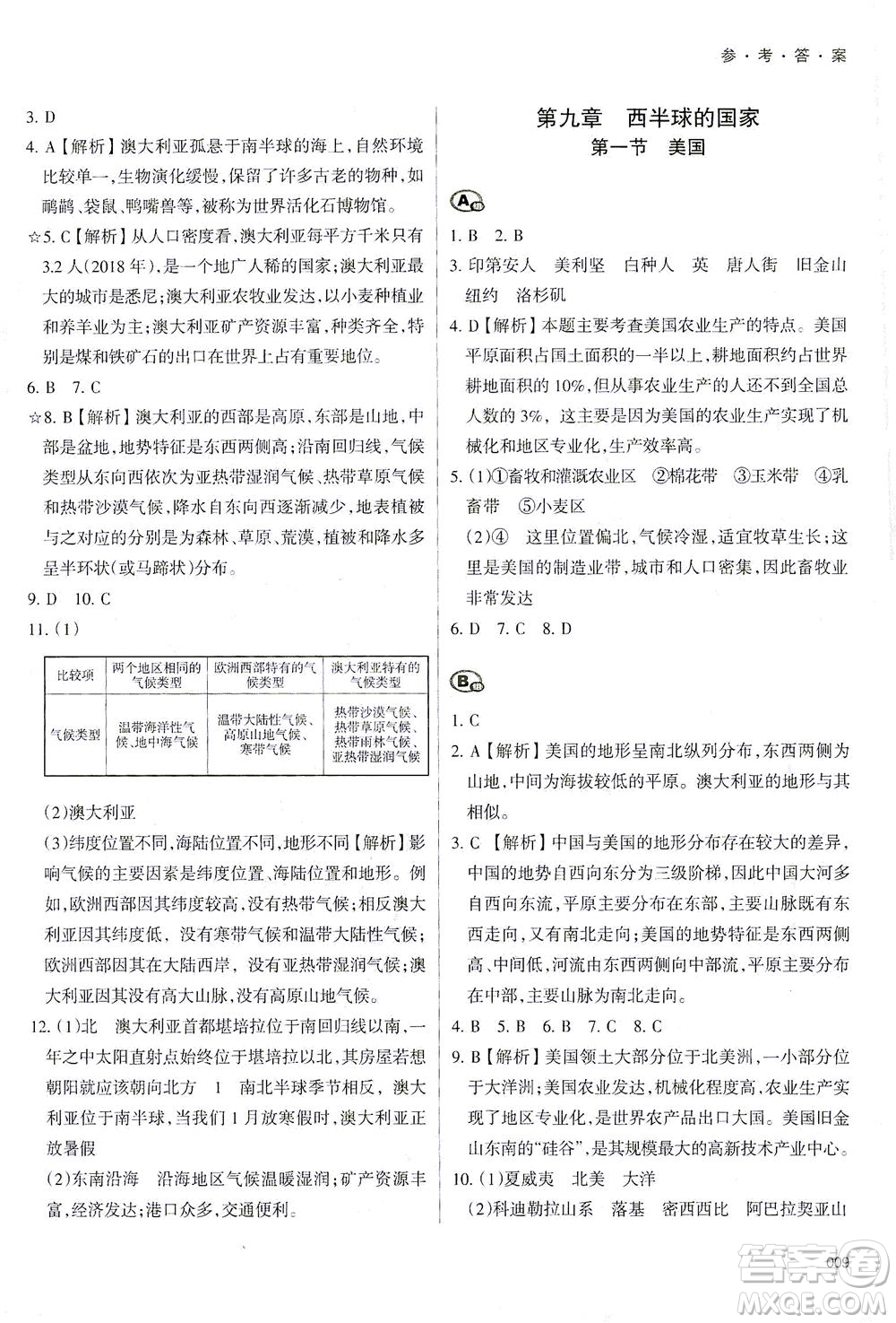 天津教育出版社2021學(xué)習(xí)質(zhì)量監(jiān)測七年級地理下冊人教版答案