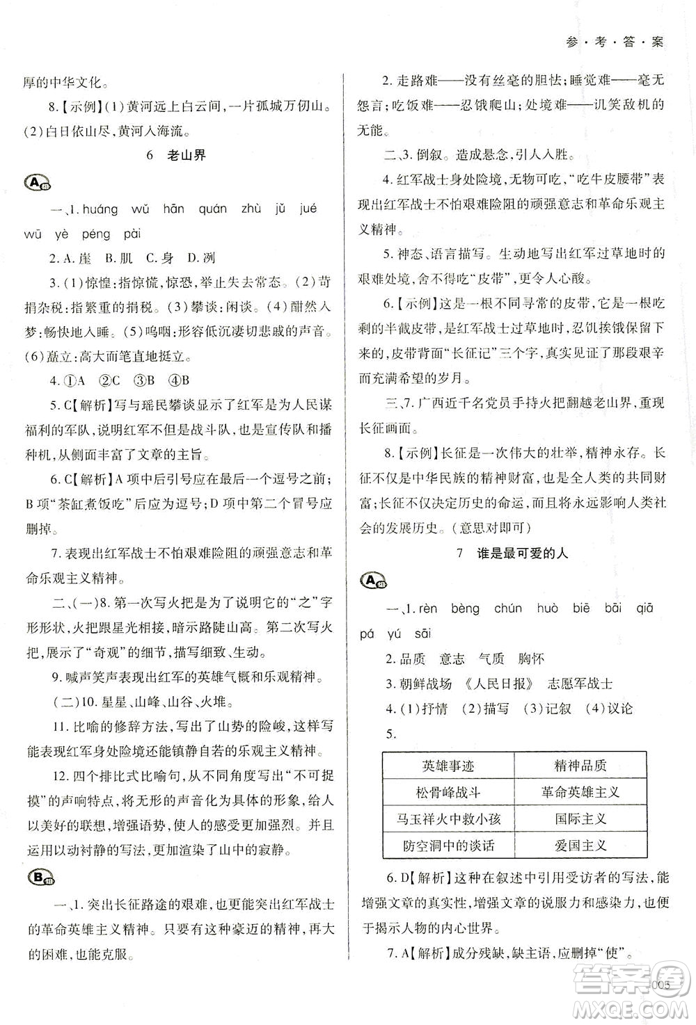 天津教育出版社2021學(xué)習(xí)質(zhì)量監(jiān)測七年級語文下冊人教版答案