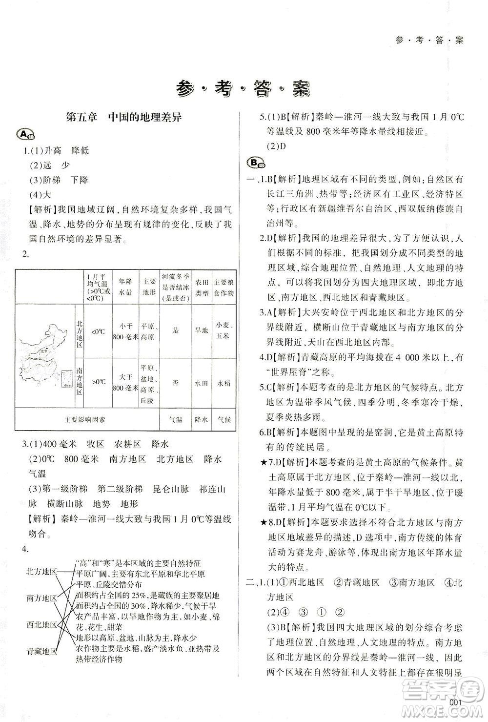 天津教育出版社2021學習質量監(jiān)測八年級地理下冊人教版答案