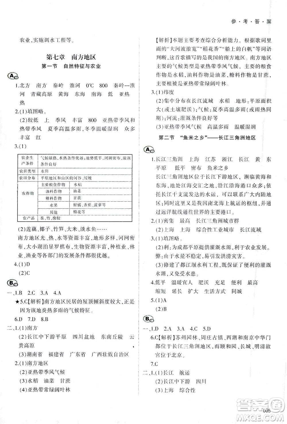 天津教育出版社2021學習質量監(jiān)測八年級地理下冊人教版答案