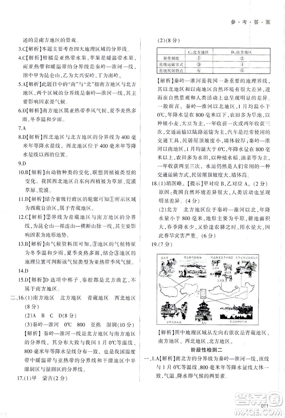 天津教育出版社2021學習質量監(jiān)測八年級地理下冊人教版答案