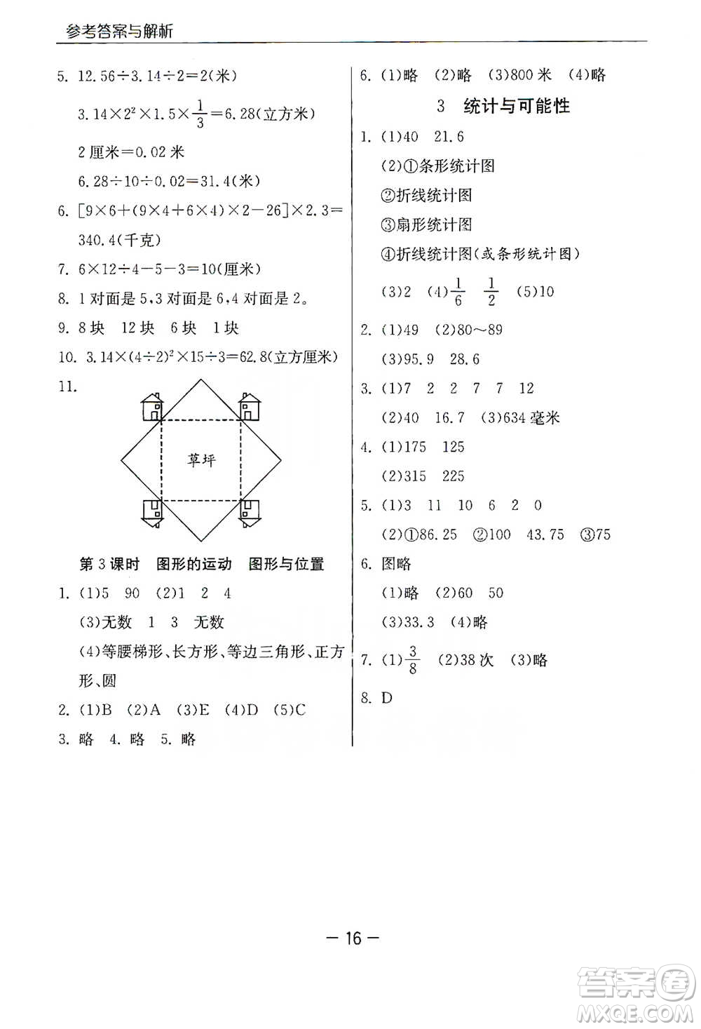 江蘇人民出版社2021實(shí)驗(yàn)班提優(yōu)課堂數(shù)學(xué)六年級下冊蘇教版參考答案
