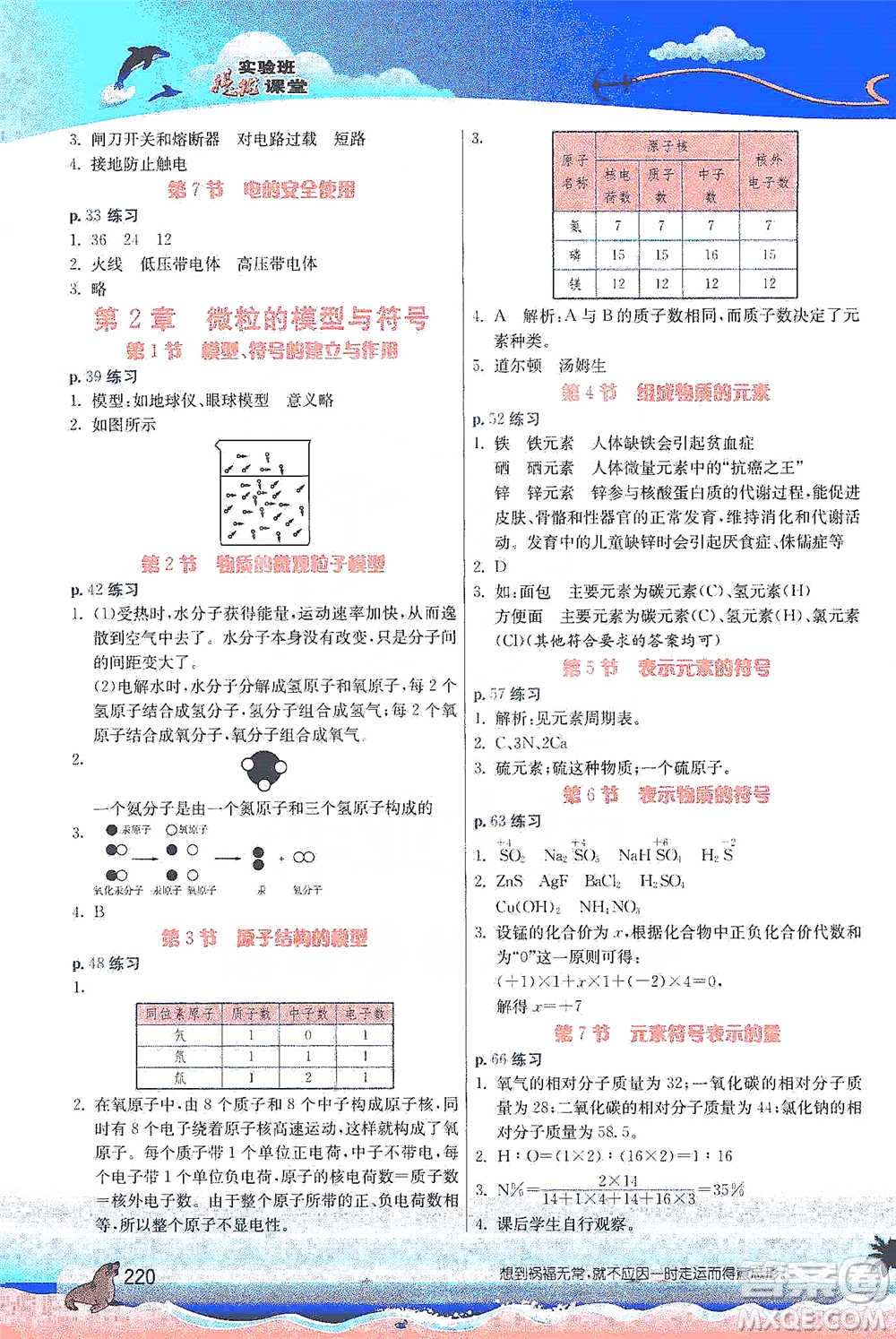 江蘇人民出版社2021春雨教育實(shí)驗(yàn)班提優(yōu)課堂八年級(jí)下冊(cè)科學(xué)浙教版參考答案