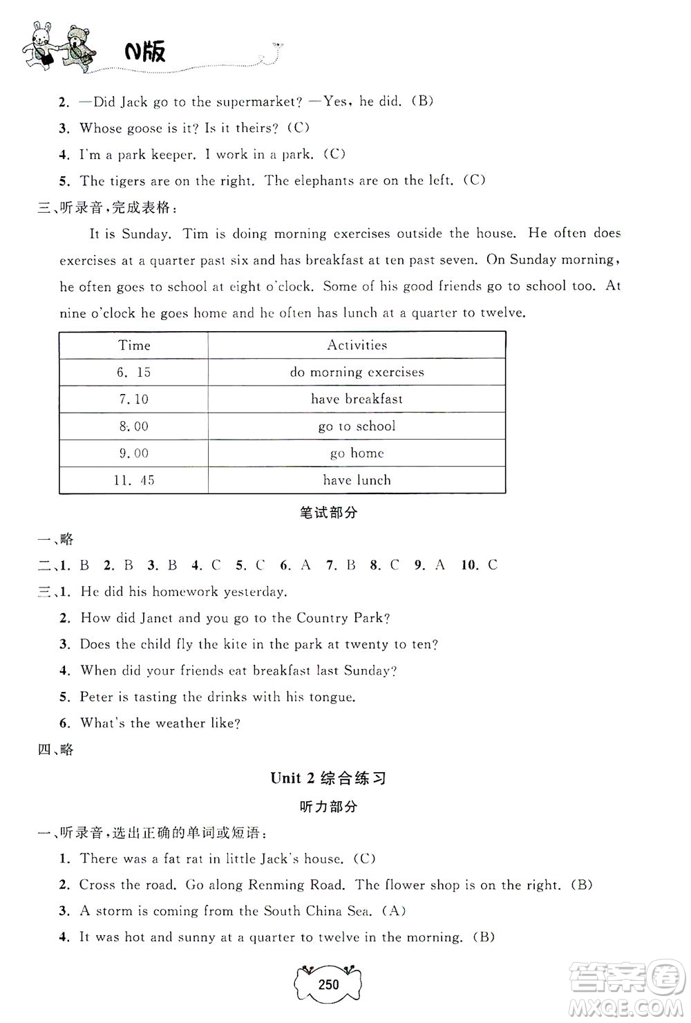 上海大學(xué)出版社2021鐘書金牌課課練五年級英語下冊牛津版答案