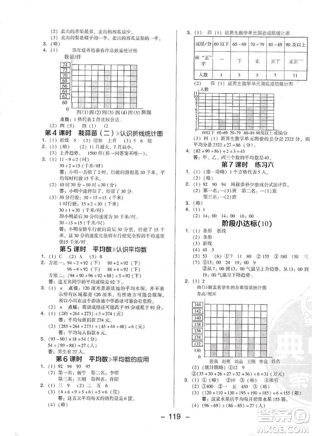 陜西人民教育出版社2021典中點(diǎn)四年級下冊數(shù)學(xué)北師大版參考答案