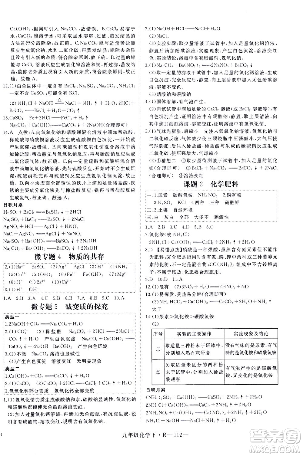 延邊大學(xué)出版社2021學(xué)練優(yōu)化學(xué)九年級下冊人教版河南專版答案