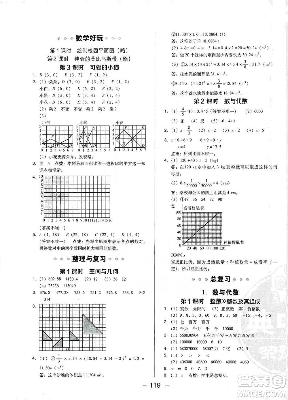 陜西人民教育出版社2021典中點六年級下冊數(shù)學(xué)北師大版參考答案
