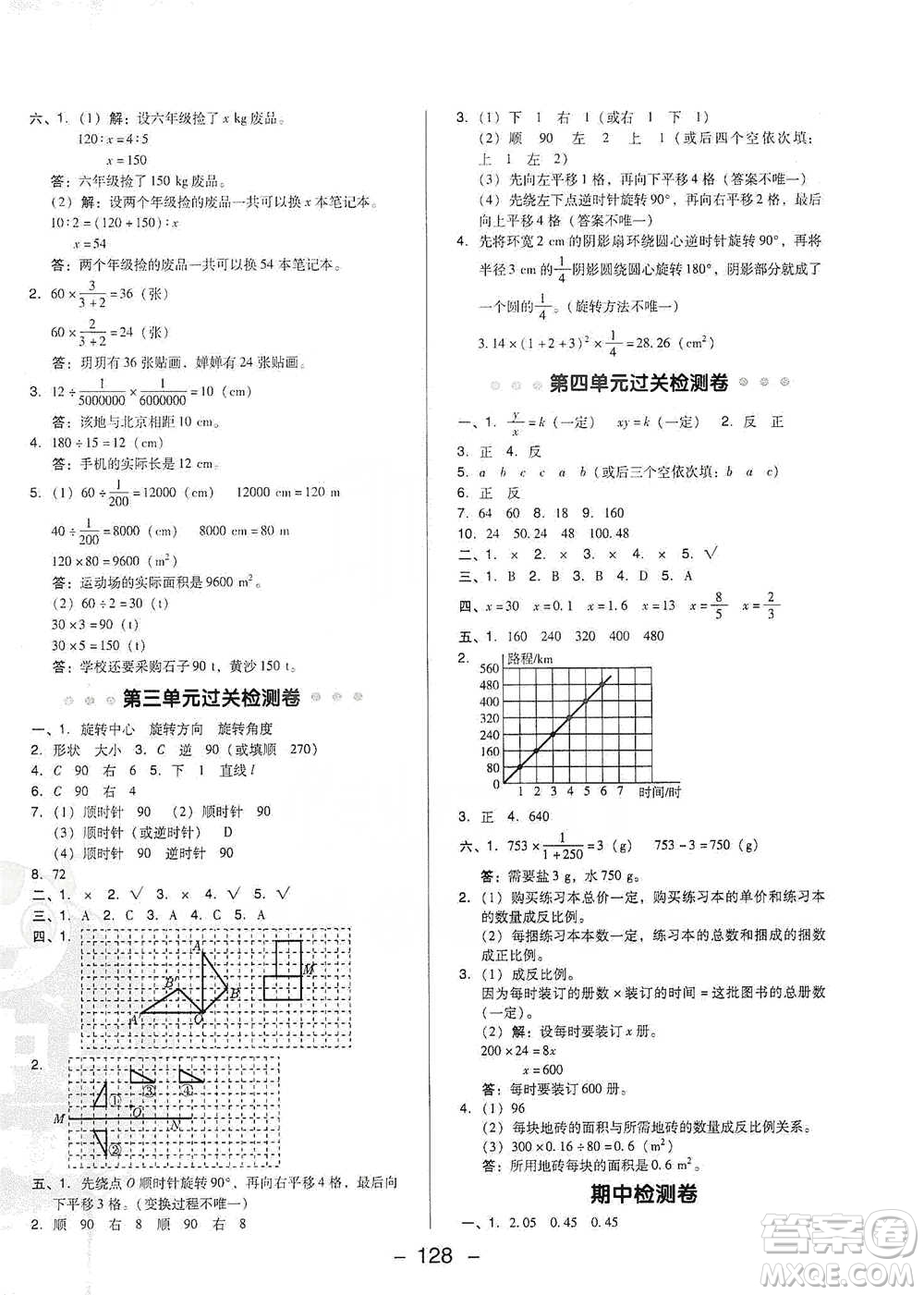 陜西人民教育出版社2021典中點六年級下冊數(shù)學(xué)北師大版參考答案