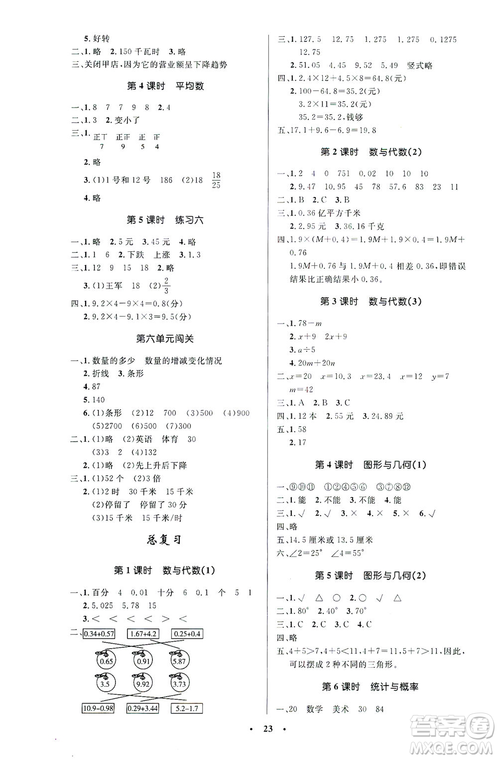 北京師范大學(xué)出版社2021小學(xué)同步測(cè)控優(yōu)化設(shè)計(jì)四年級(jí)數(shù)學(xué)下冊(cè)北師大版答案