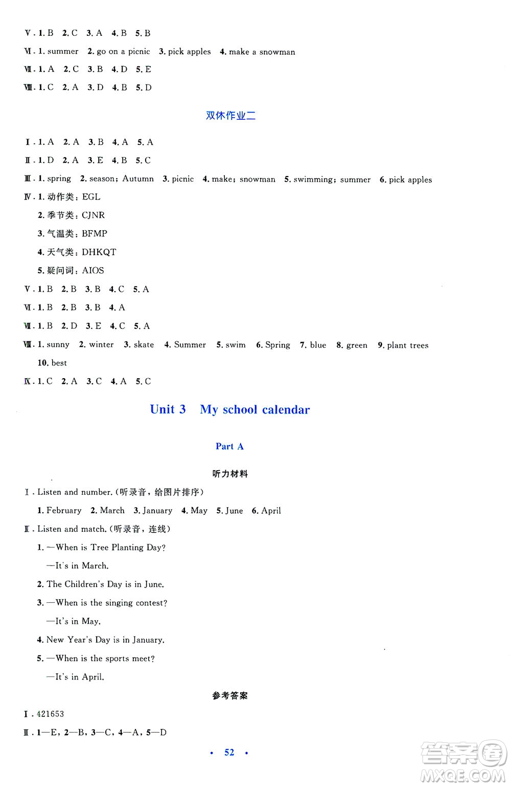 人民教育出版社2021小學(xué)同步測(cè)控優(yōu)化設(shè)計(jì)五年級(jí)英語(yǔ)下冊(cè)PEP版答案