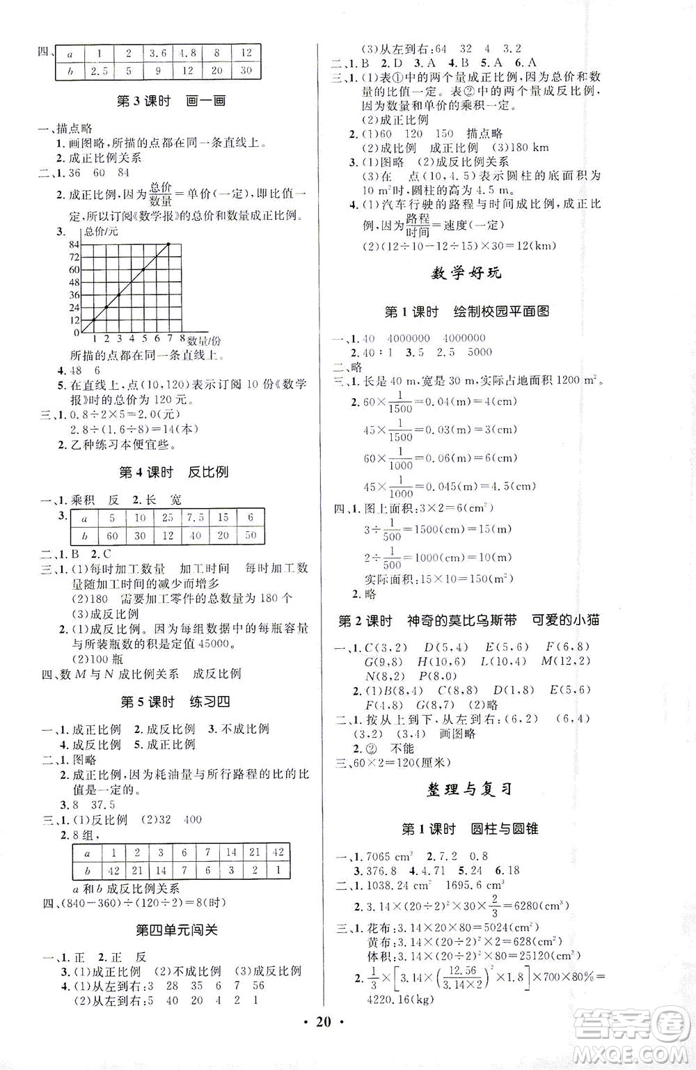 北京師范大學(xué)出版社2021小學(xué)同步測控優(yōu)化設(shè)計六年級數(shù)學(xué)下冊北師大版答案