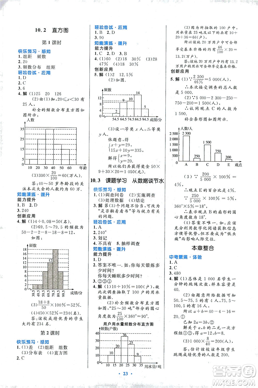 人民教育出版社2021初中同步測控優(yōu)化設計七年級數(shù)學下冊人教版福建專版答案