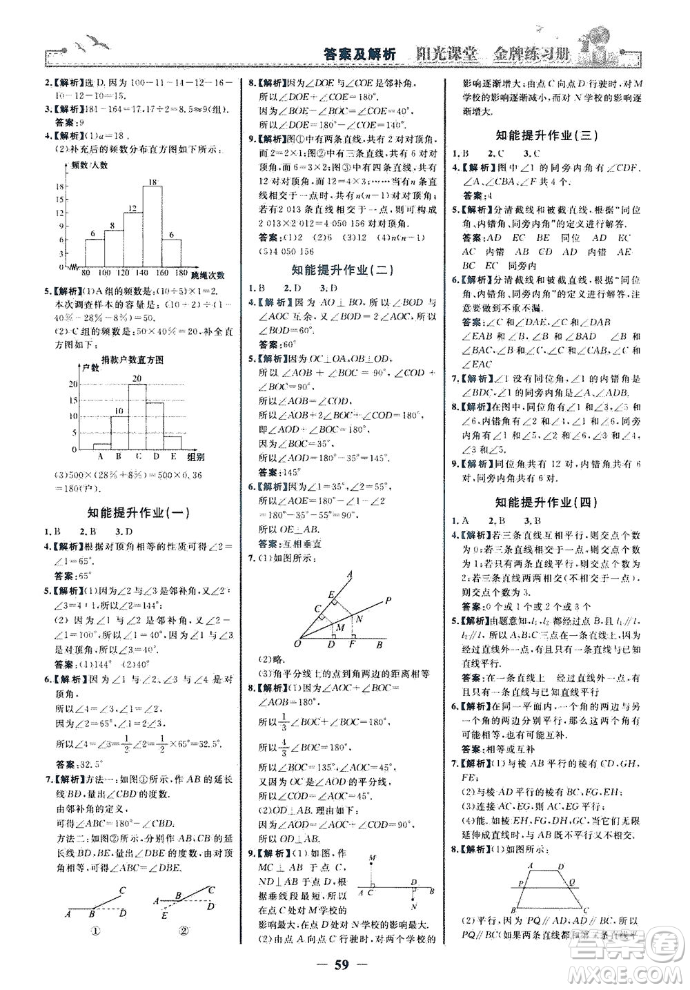 人民教育出版社2021陽光課堂金牌練習冊數(shù)學七年級下冊人教版答案
