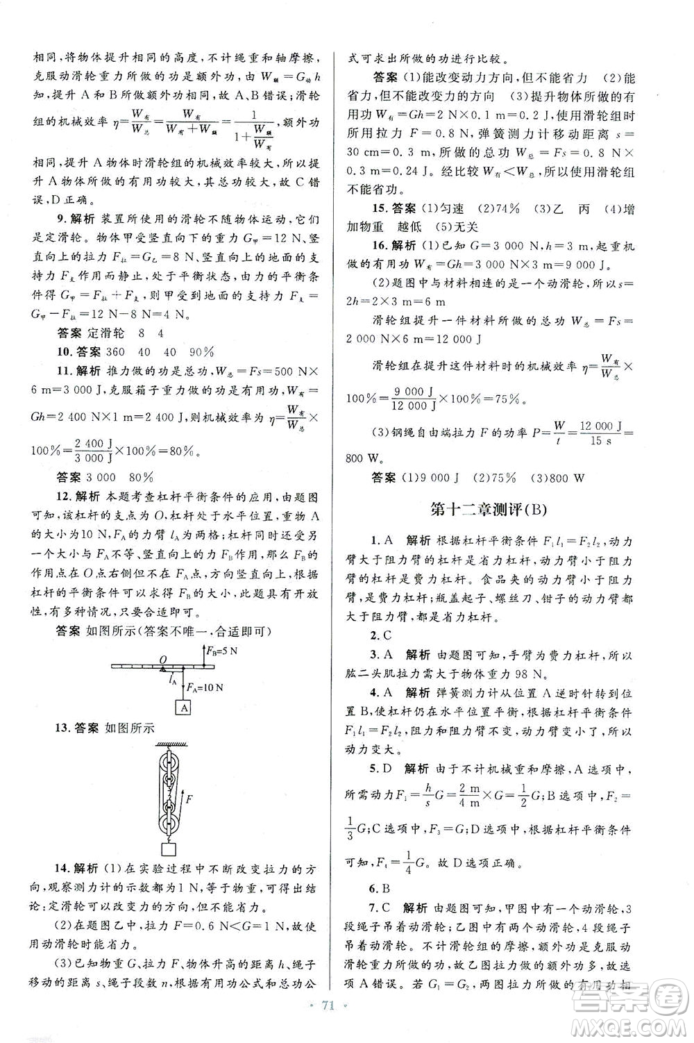 人民教育出版社2021初中同步測控優(yōu)化設(shè)計八年級物理下冊人教版答案