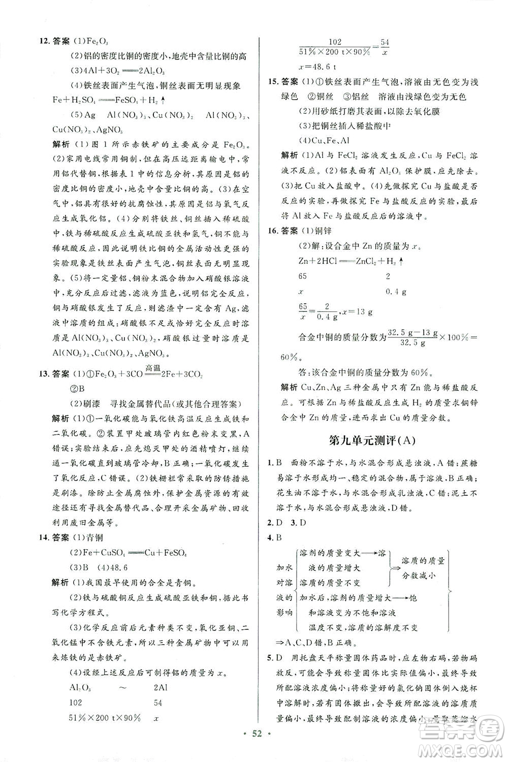 人民教育出版社2021初中同步測(cè)控優(yōu)化設(shè)計(jì)九年級(jí)化學(xué)下冊(cè)人教版答案