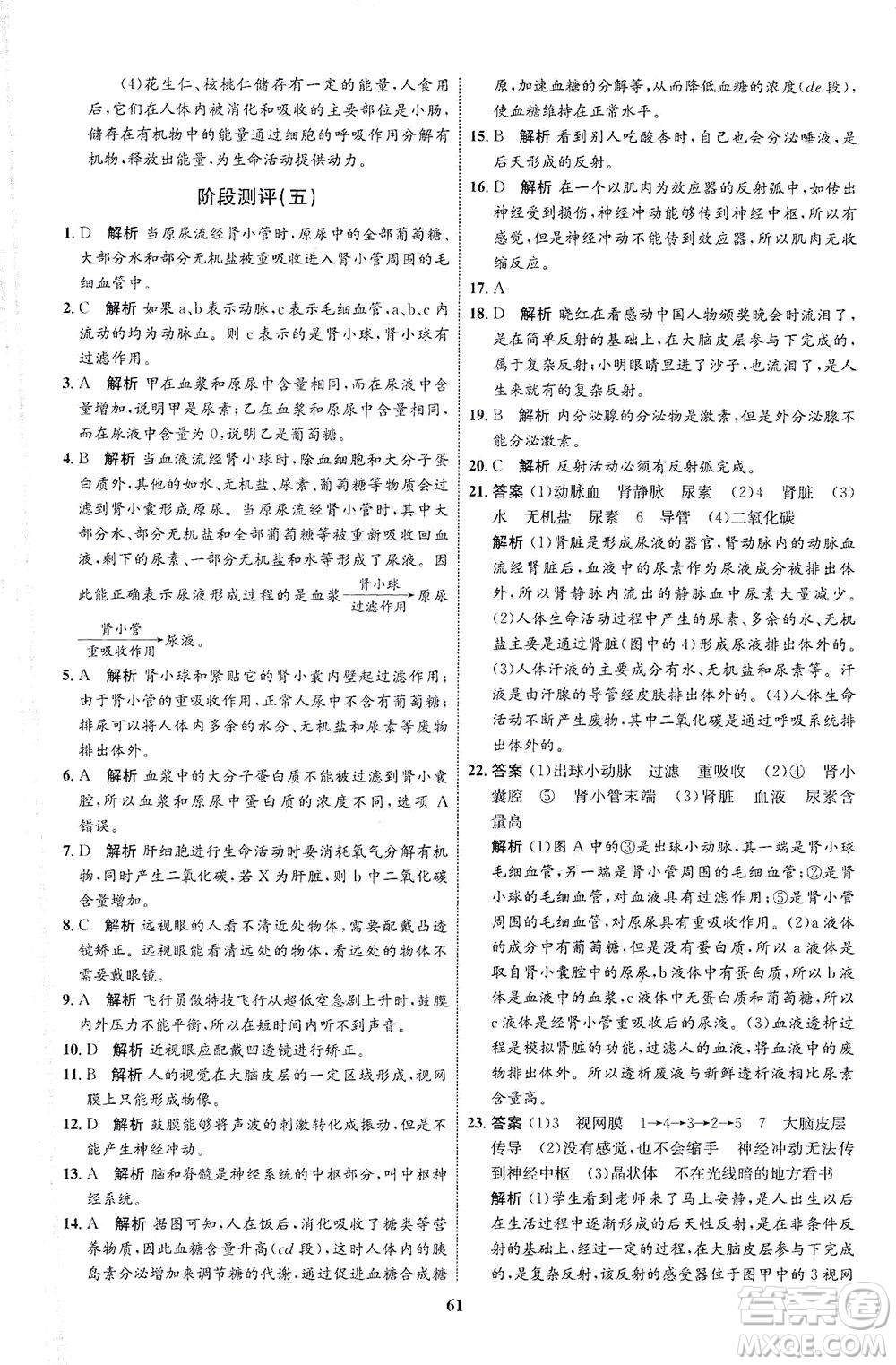 現(xiàn)代教育出版社2021初中同步學(xué)考優(yōu)化設(shè)計七年級生物下冊RJ人教版答案