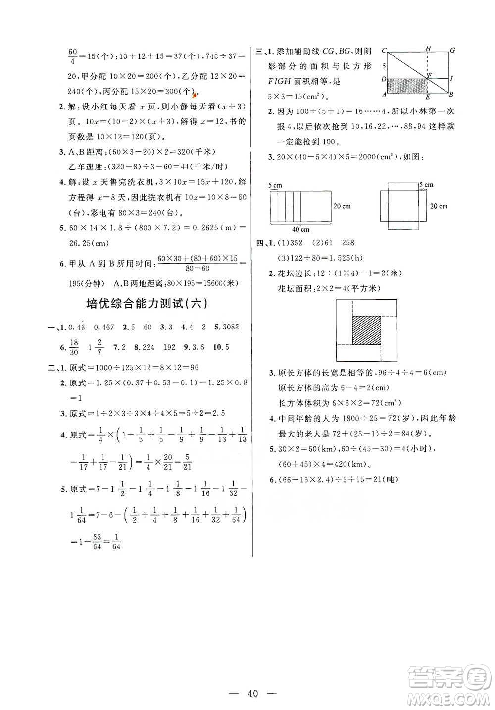 崇文書局2021培優(yōu)新幫手五年級數(shù)學通用版參考答案