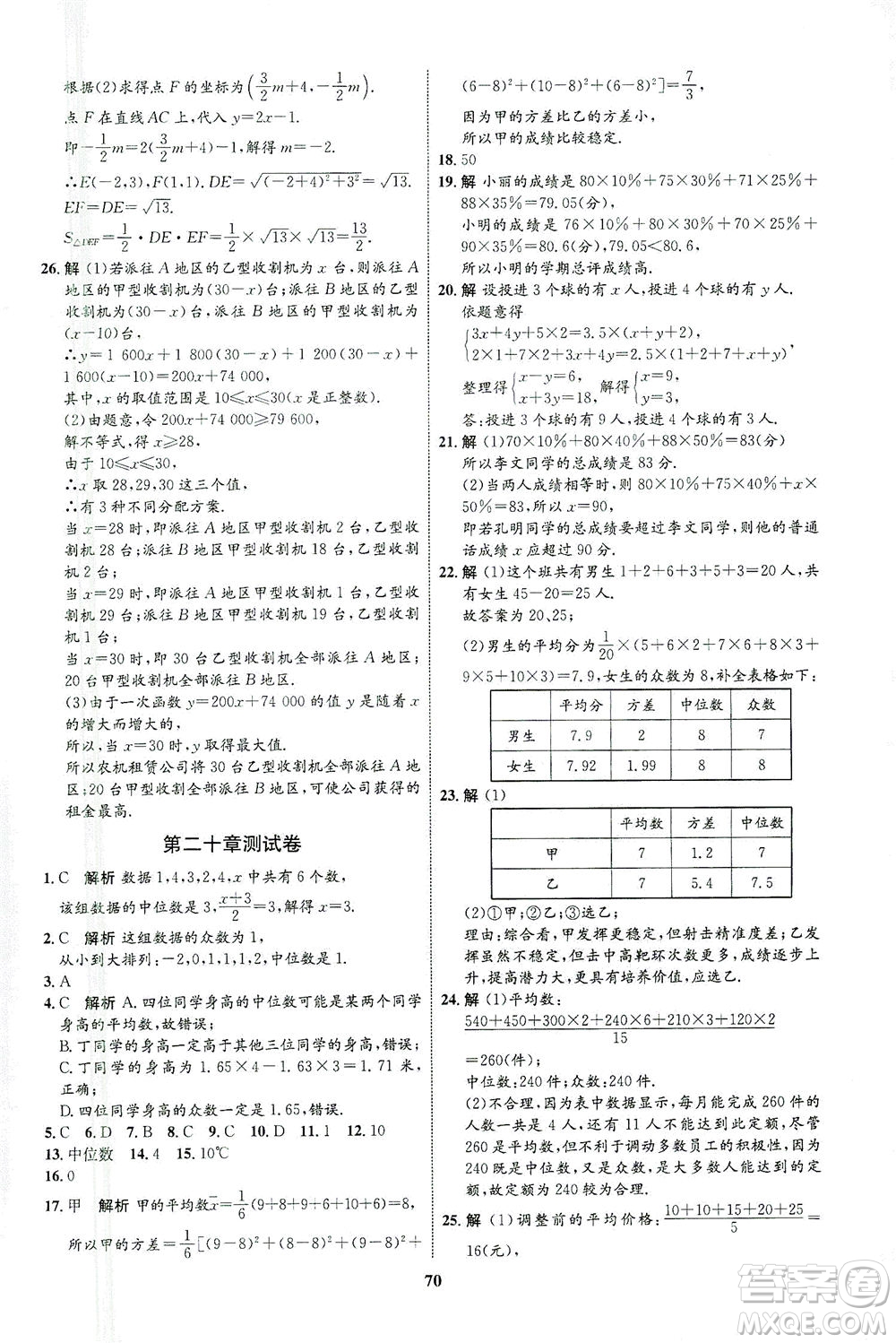 現(xiàn)代教育出版社2021初中同步學(xué)考優(yōu)化設(shè)計(jì)八年級數(shù)學(xué)下冊RJ人教版答案