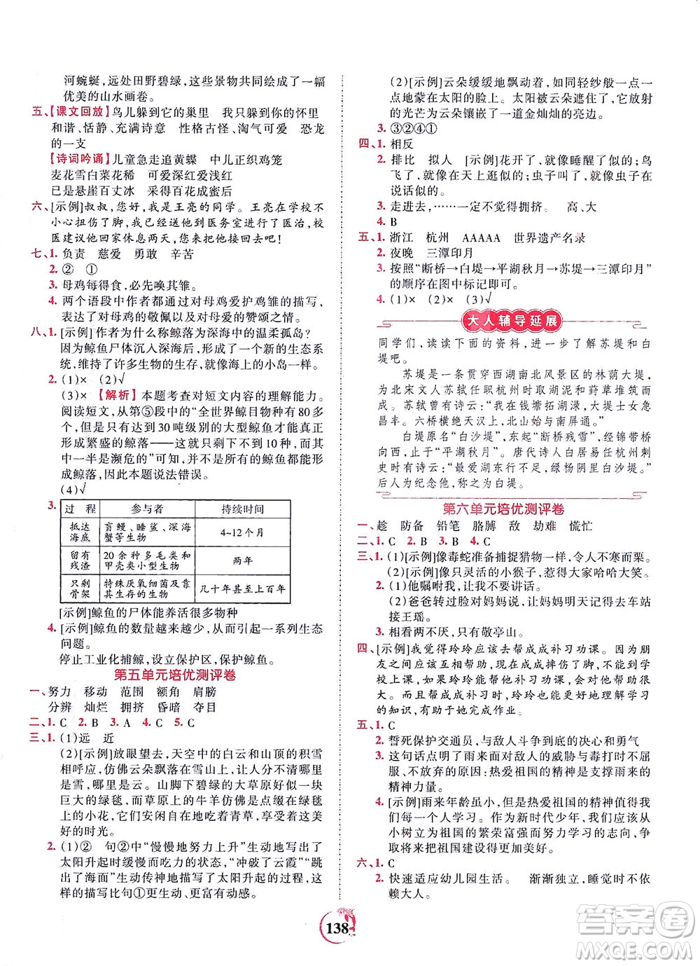 江西人民出版社2021春王朝霞德才兼?zhèn)渥鳂I(yè)創(chuàng)新設(shè)計(jì)語(yǔ)文四年級(jí)下冊(cè)RJ版人教版答案