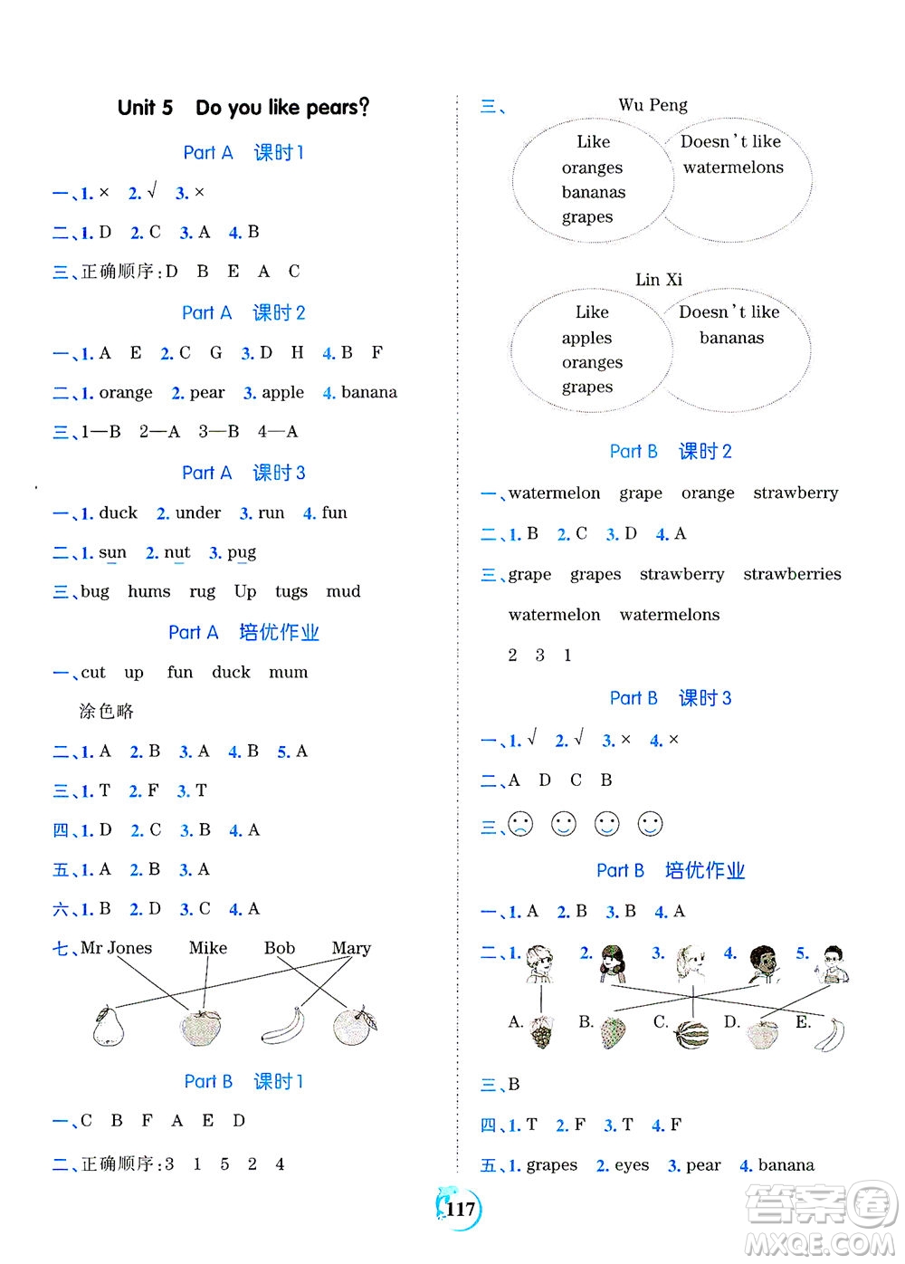 江西人民出版社2021春王朝霞德才兼?zhèn)渥鳂I(yè)創(chuàng)新設(shè)計(jì)英語三年級(jí)下冊PEP版人教版答案