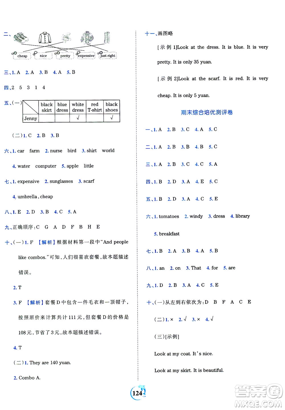江西人民出版社2021春王朝霞德才兼?zhèn)渥鳂I(yè)創(chuàng)新設(shè)計英語四年級下冊PEP版人教版答案