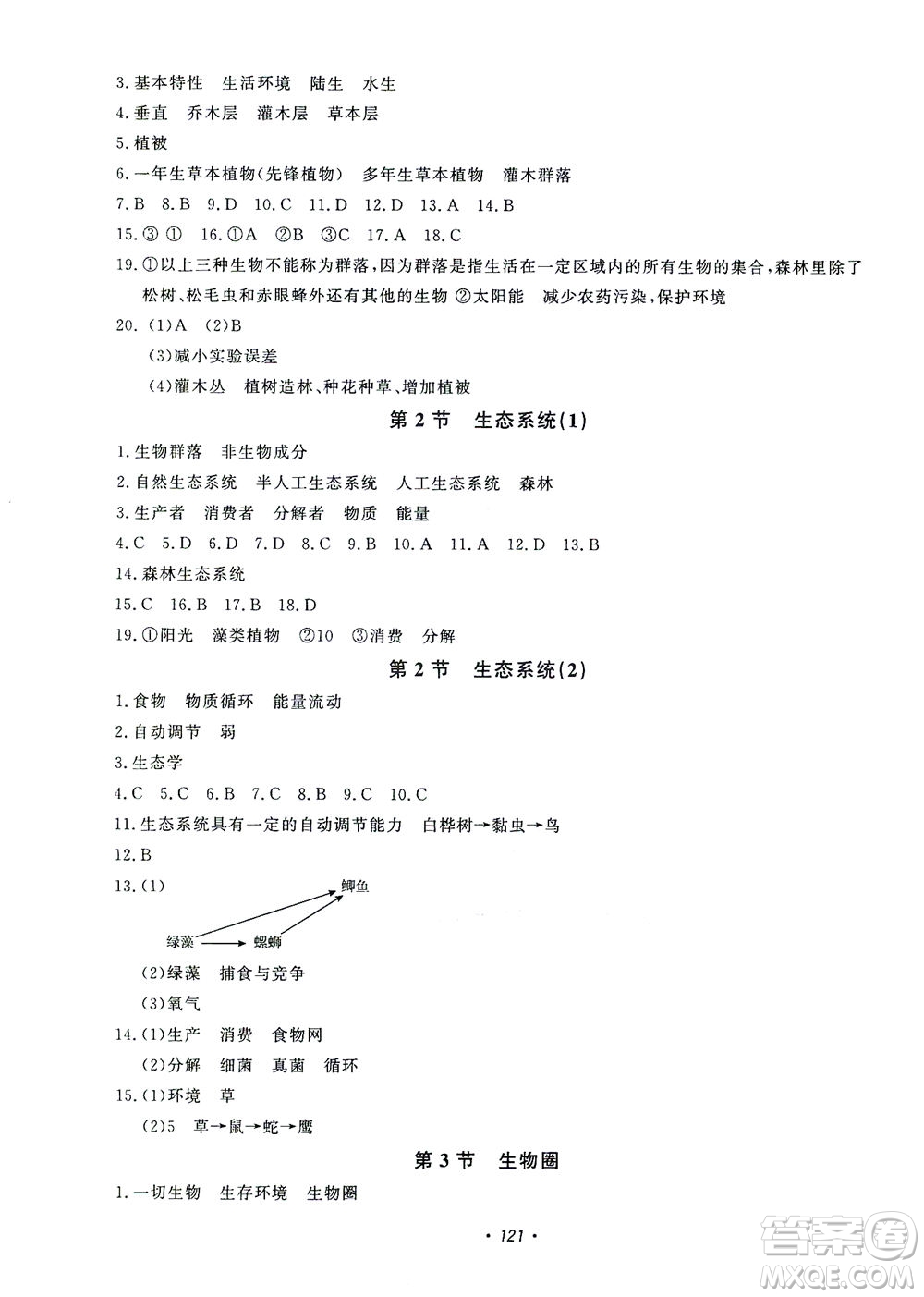花山文藝出版社2021學(xué)科能力達(dá)標(biāo)初中生100全優(yōu)卷七年級科學(xué)下冊華東師大版答案