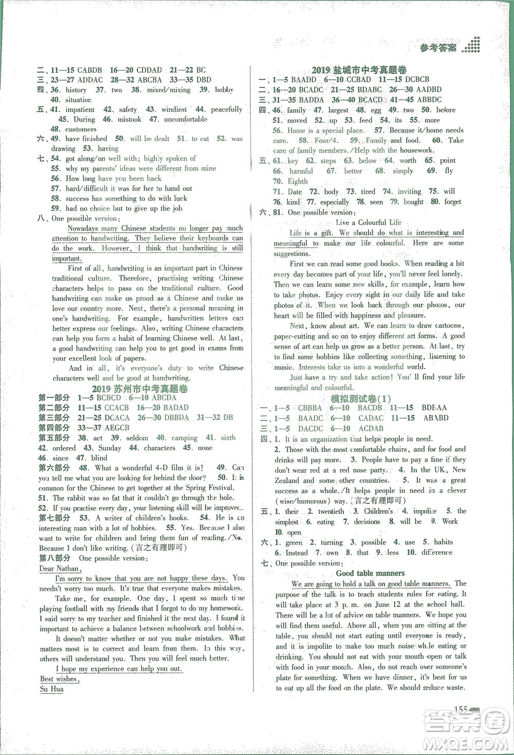 江蘇鳳凰美術(shù)出版社2021創(chuàng)新課時(shí)作業(yè)本英語九年級下冊江蘇版答案