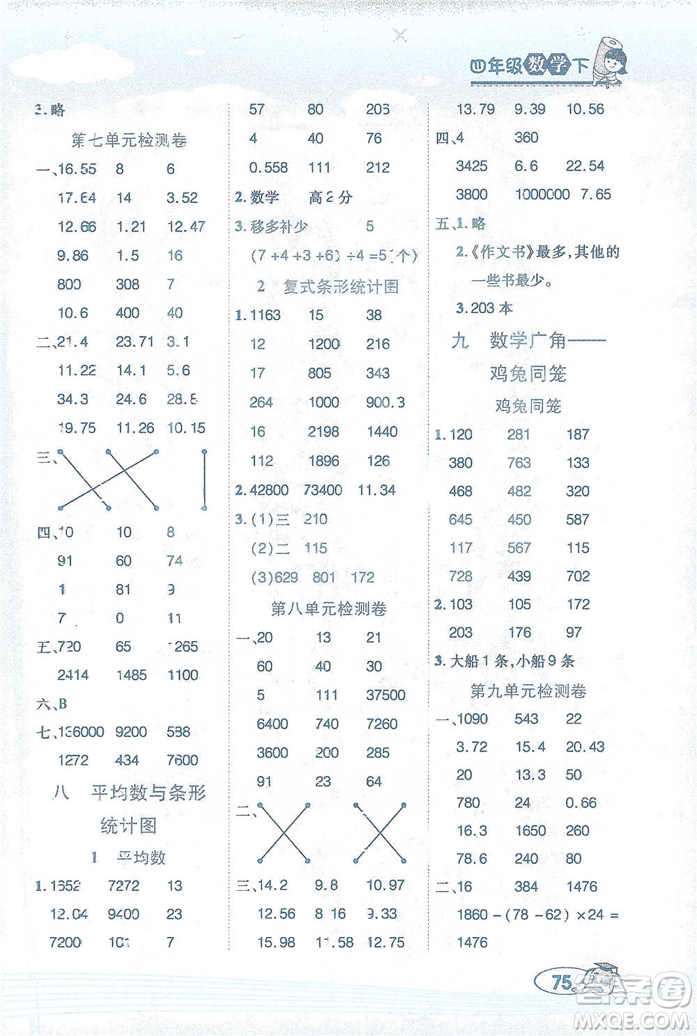西安出版社2021幫你學(xué)口算題卡四年級(jí)下冊(cè)數(shù)學(xué)人教版參考答案