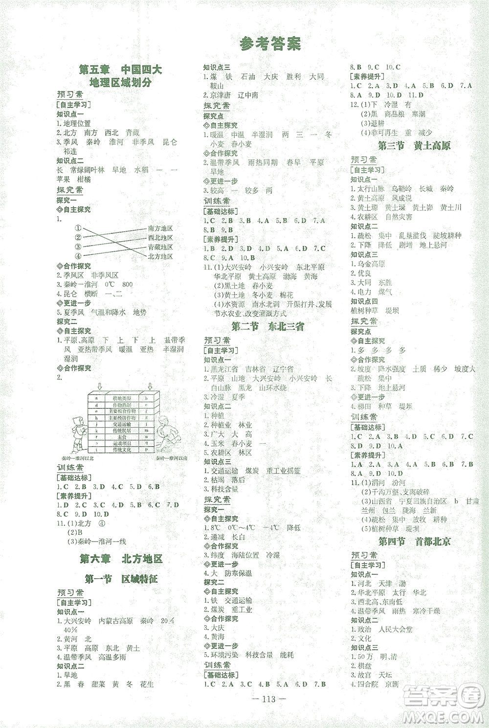 新世紀(jì)出版社2021初中同步學(xué)習(xí)導(dǎo)與練八年級(jí)地理下冊(cè)商務(wù)星球版答案