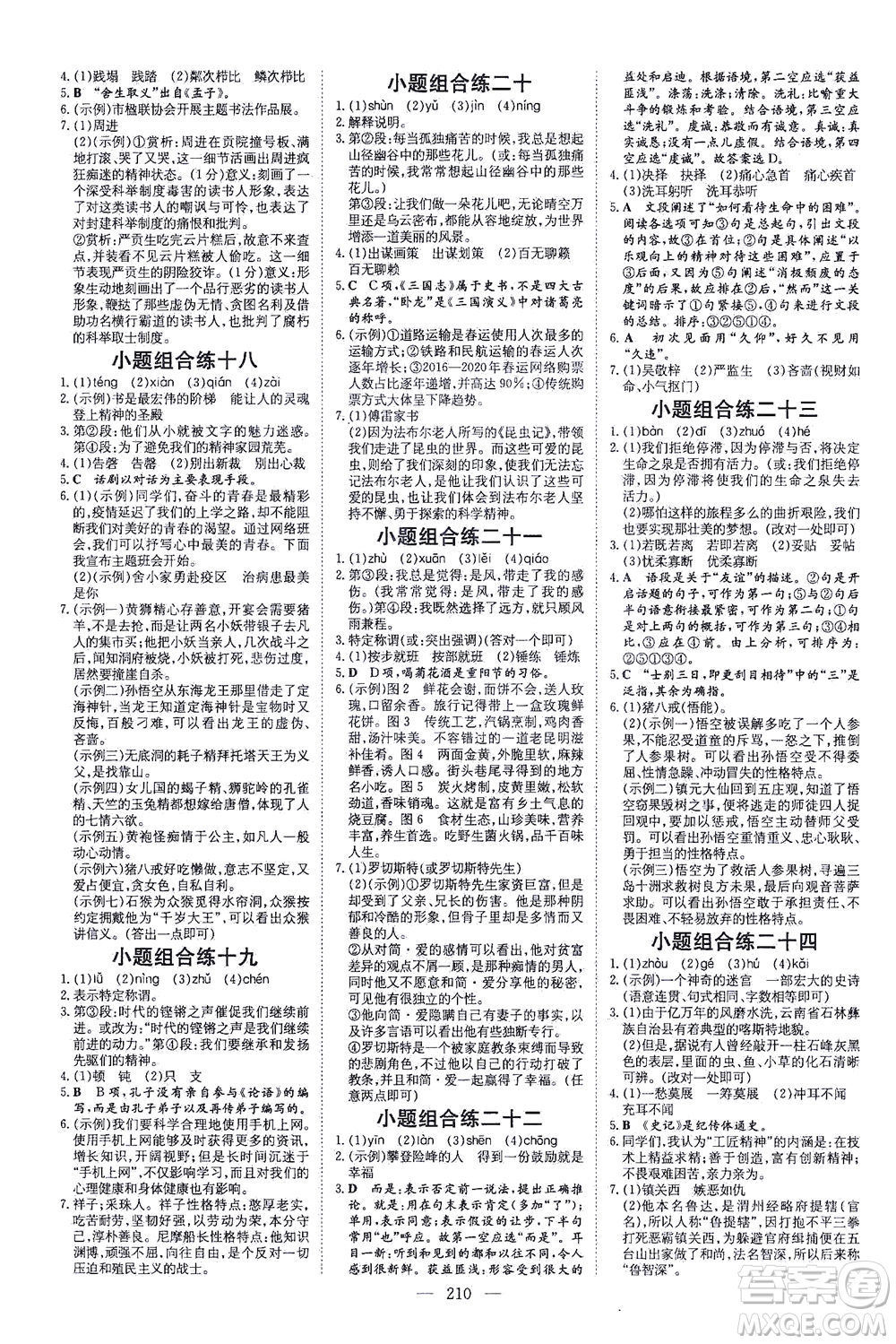 新世紀(jì)出版社2021導(dǎo)與練初中學(xué)業(yè)水平考試九年級(jí)語(yǔ)文下冊(cè)人教版昆明專版答案
