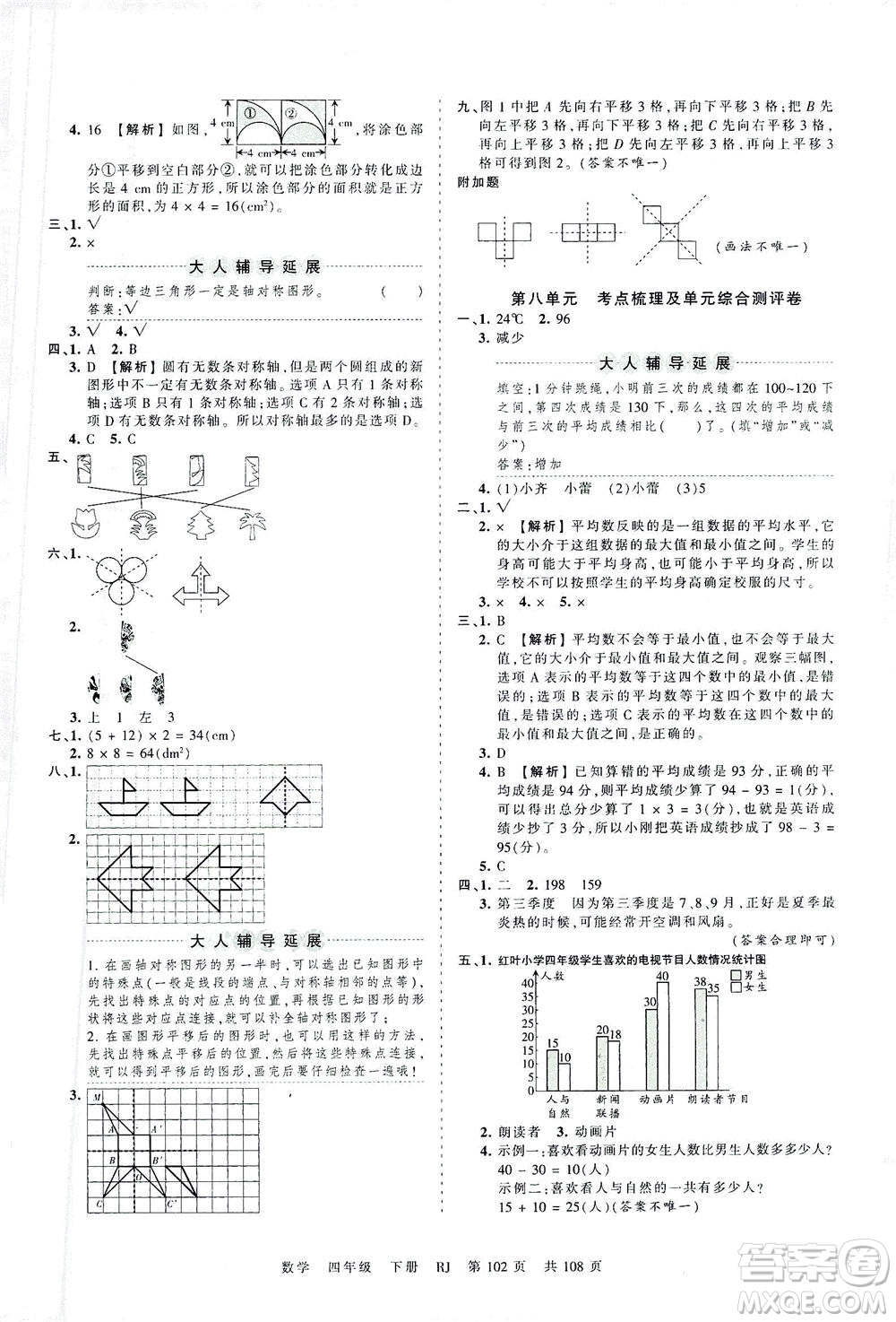 江西人民出版社2021春王朝霞考點(diǎn)梳理時(shí)習(xí)卷數(shù)學(xué)四年級(jí)下冊(cè)RJ人教版答案