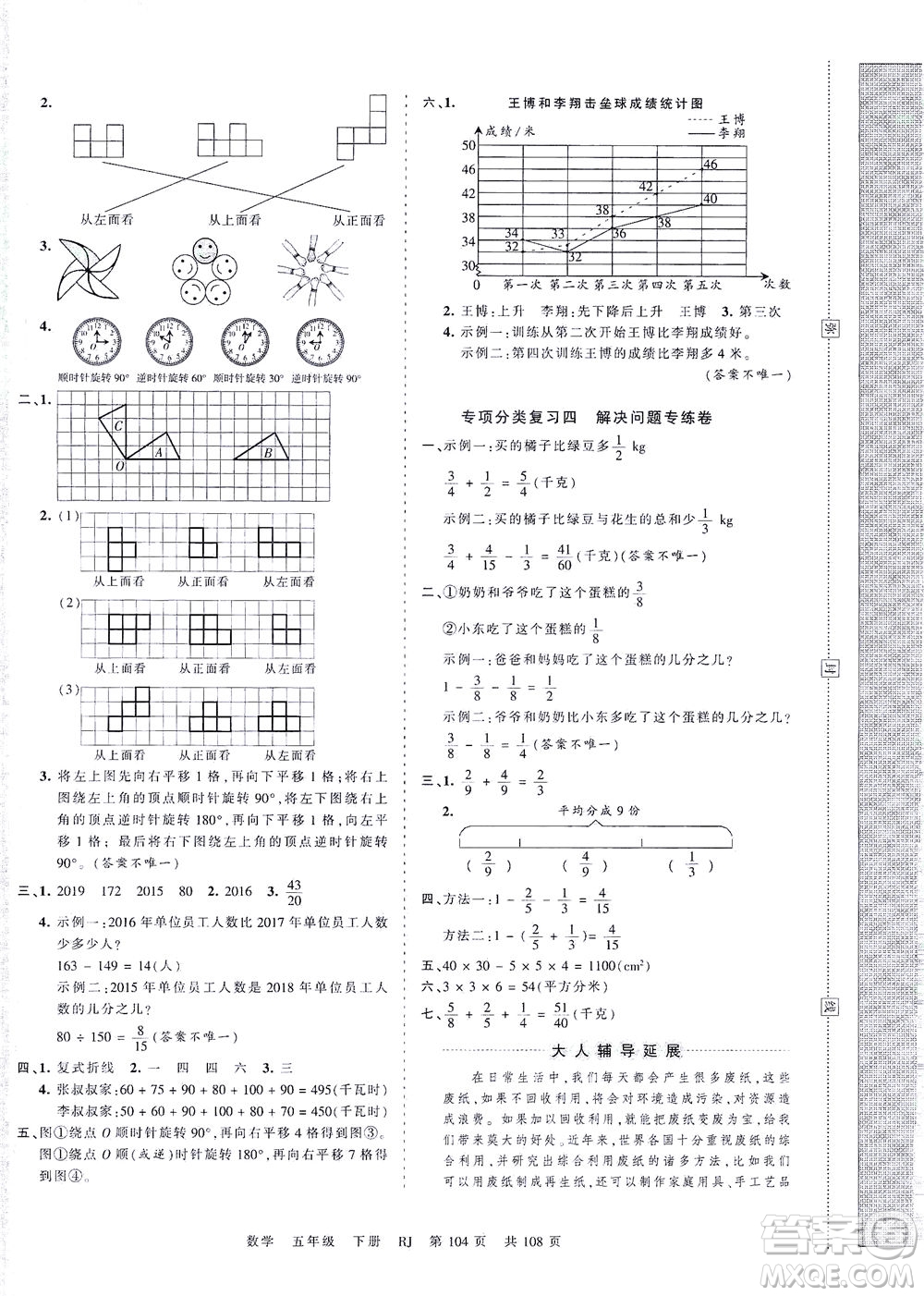 江西人民出版社2021春王朝霞考點(diǎn)梳理時(shí)習(xí)卷數(shù)學(xué)五年級(jí)下冊(cè)RJ人教版答案