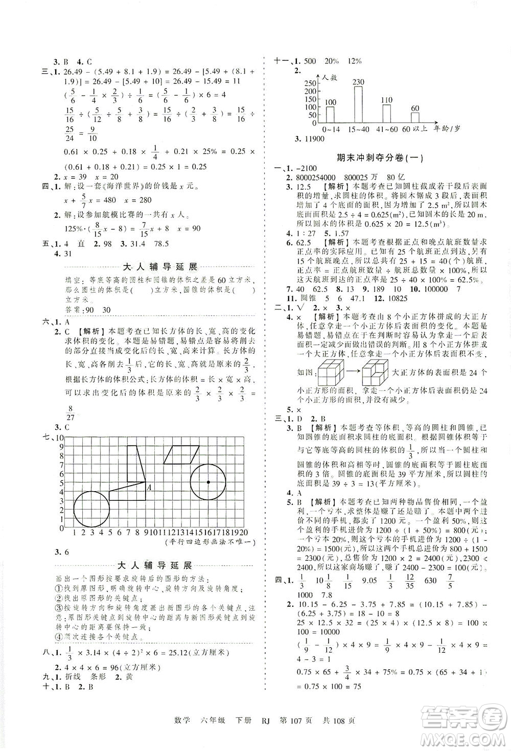 江西人民出版社2021春王朝霞考點梳理時習(xí)卷數(shù)學(xué)六年級下冊RJ人教版答案
