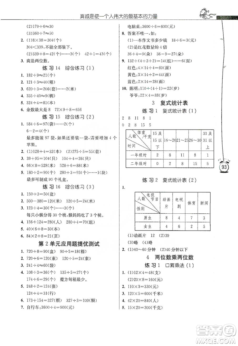 江蘇人民出版社2021小學(xué)數(shù)學(xué)應(yīng)用題解題高手三年級(jí)下冊人教版參考答案