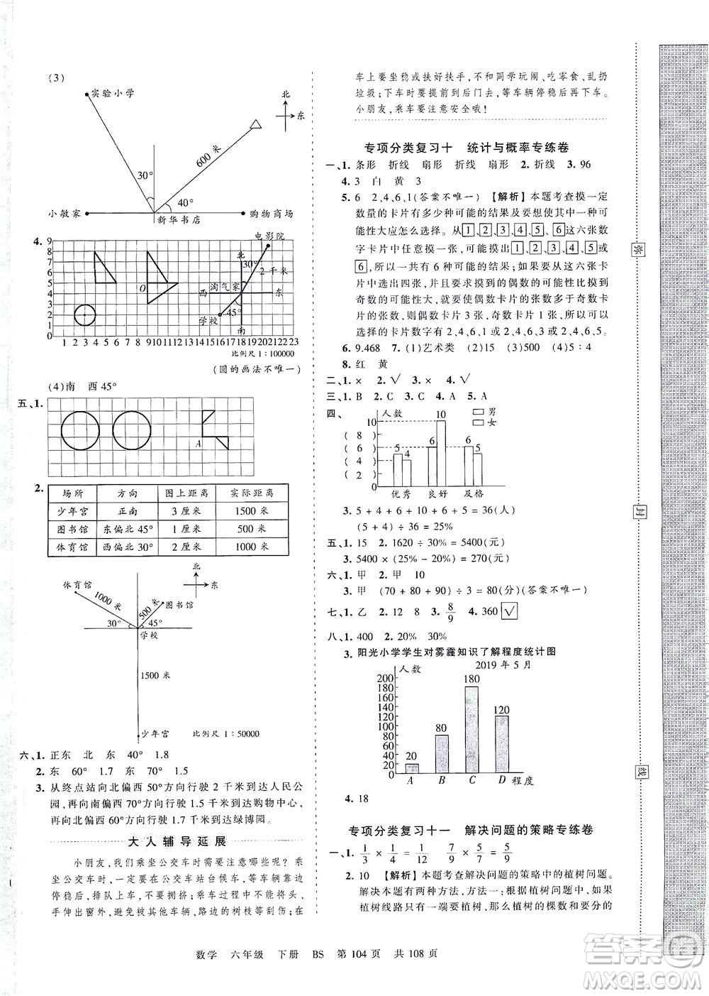 江西人民出版社2021春王朝霞考點梳理時習卷數(shù)學六年級下冊BS北師版答案