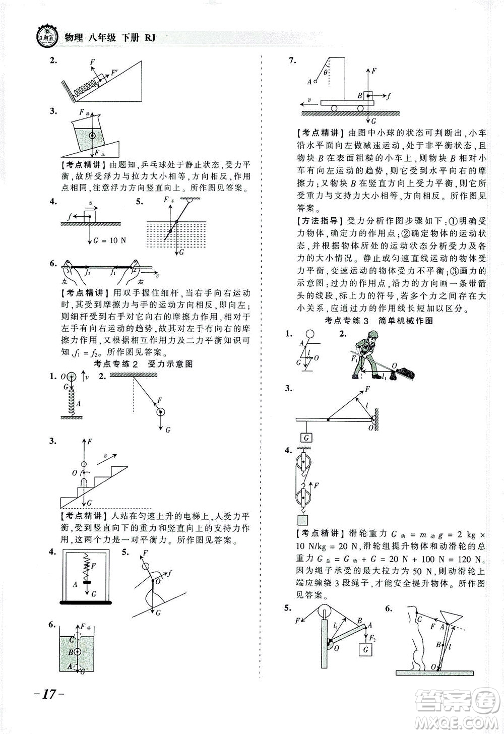江西人民出版社2021春王朝霞考點梳理時習(xí)卷物理八年級下冊RJ人教版答案